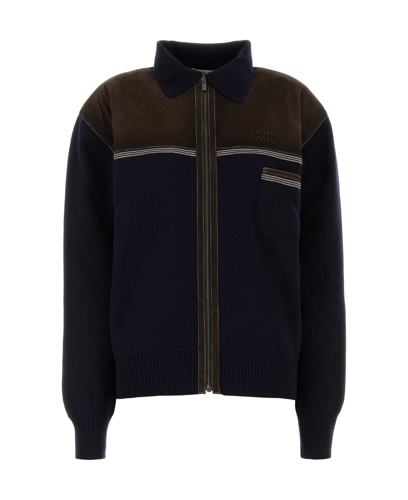 Miu Miu Dark Wool Cardigan - BLU+CACAO