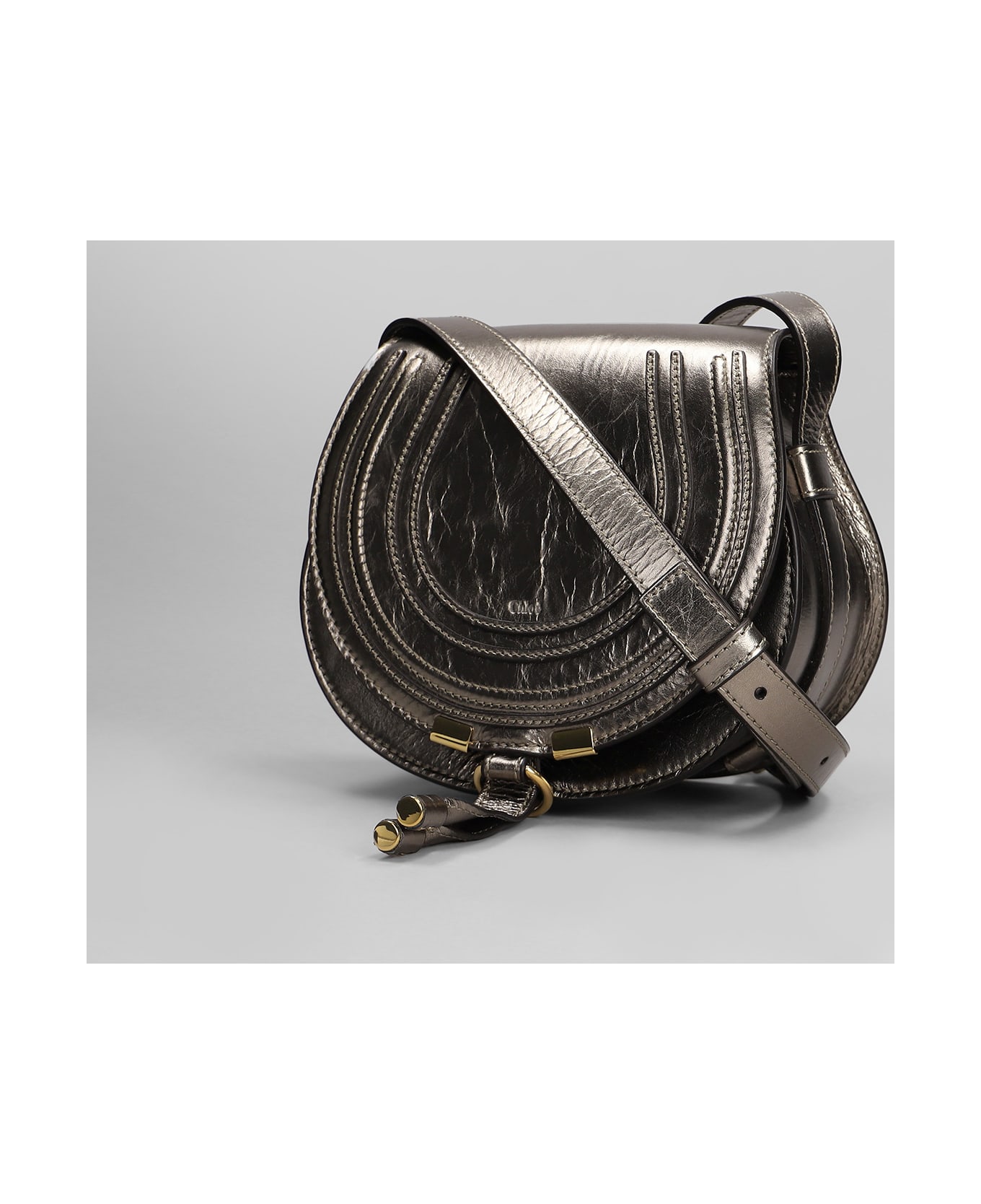 Chloé Marcie Shoulder Bag In Bronze Leather - bronze