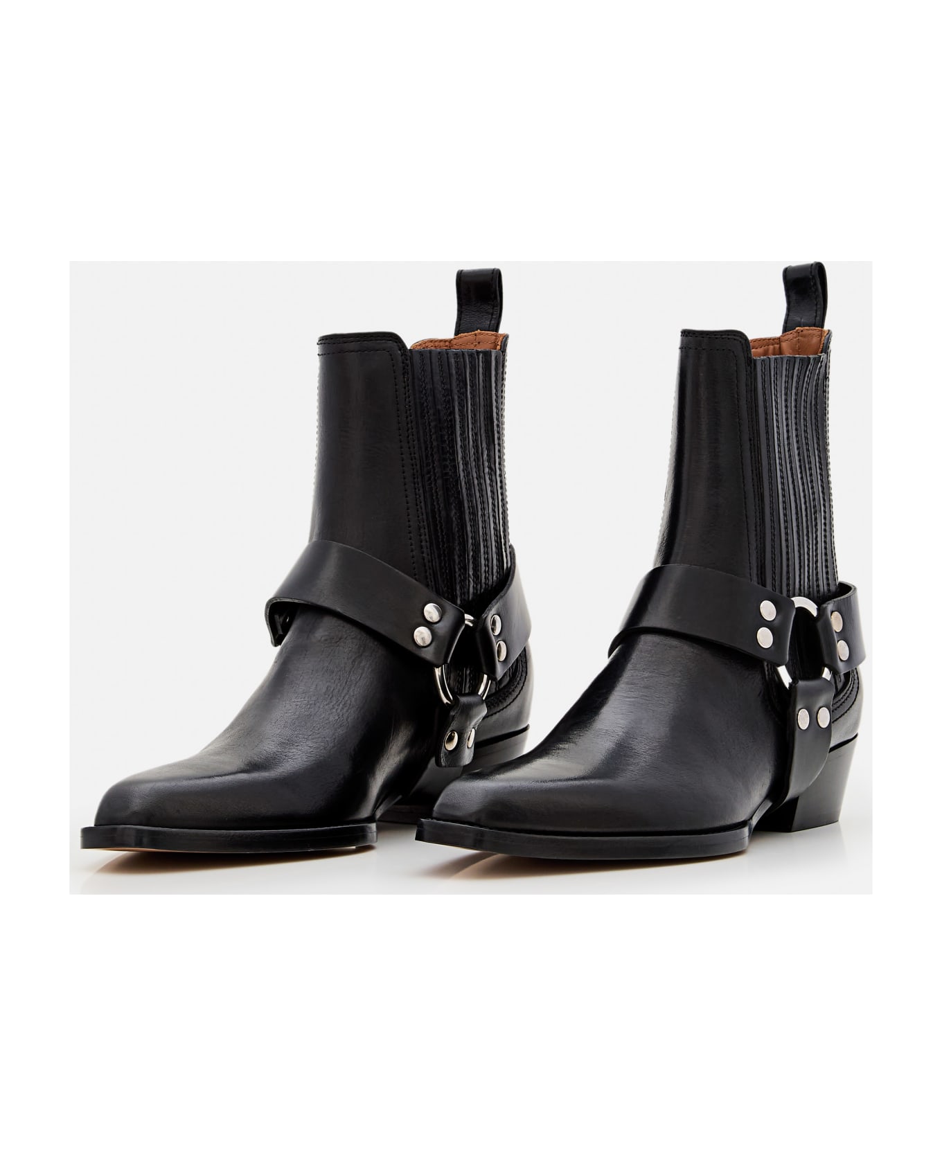 Paris Texas Helena Shiny Vintage Leather Ankle Boots - Black ブーツ