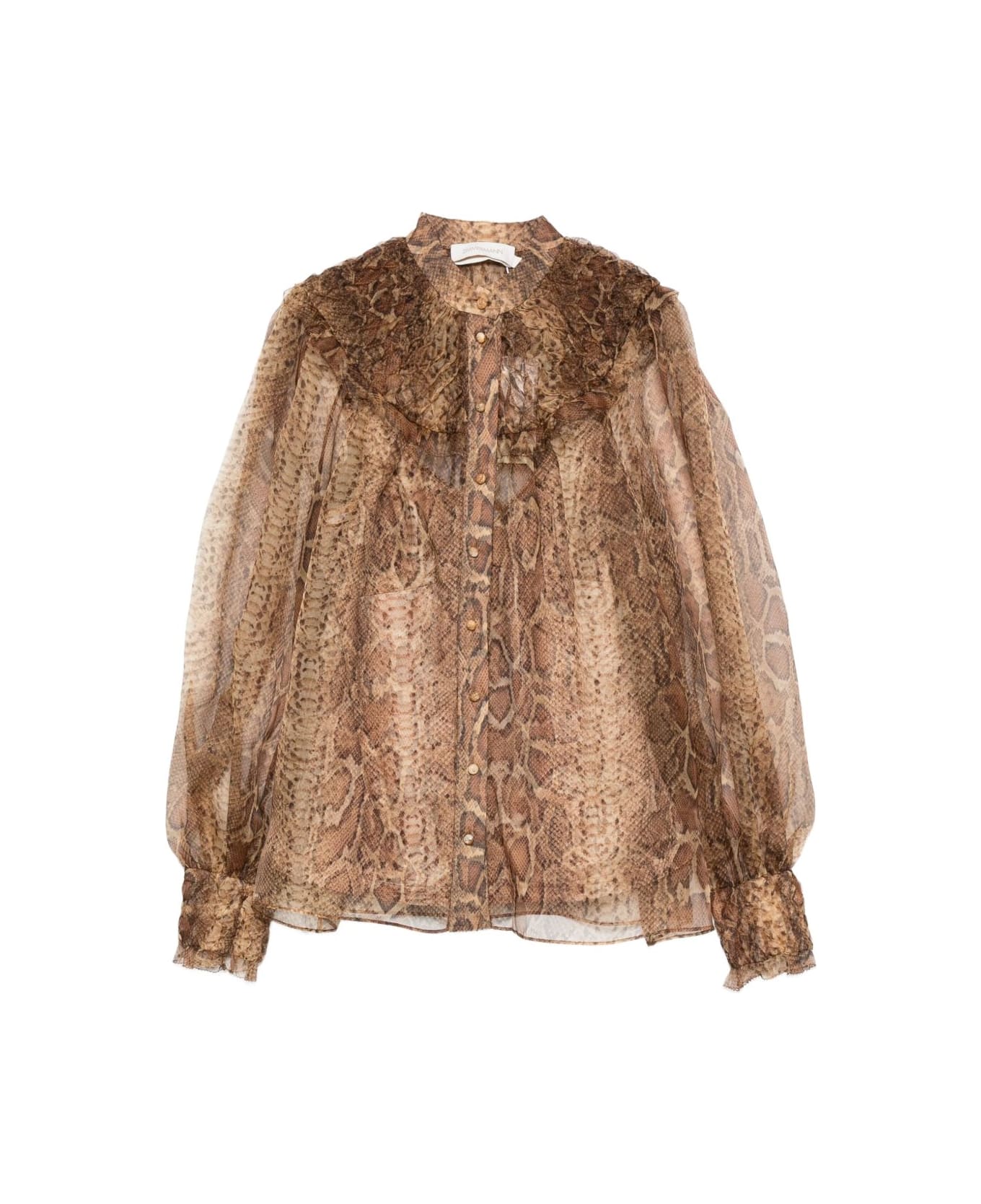 Zimmermann Brown Shirt With Snake Print - Beige