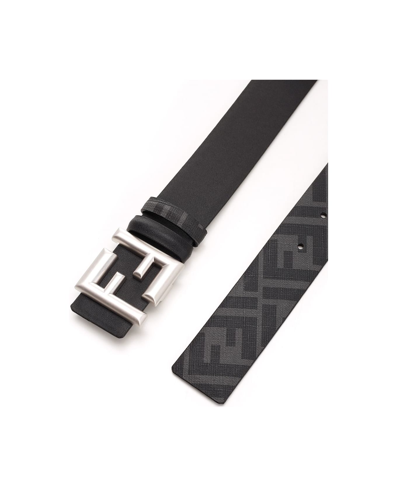 Fendi Ff Reversible Leather Belt - Black