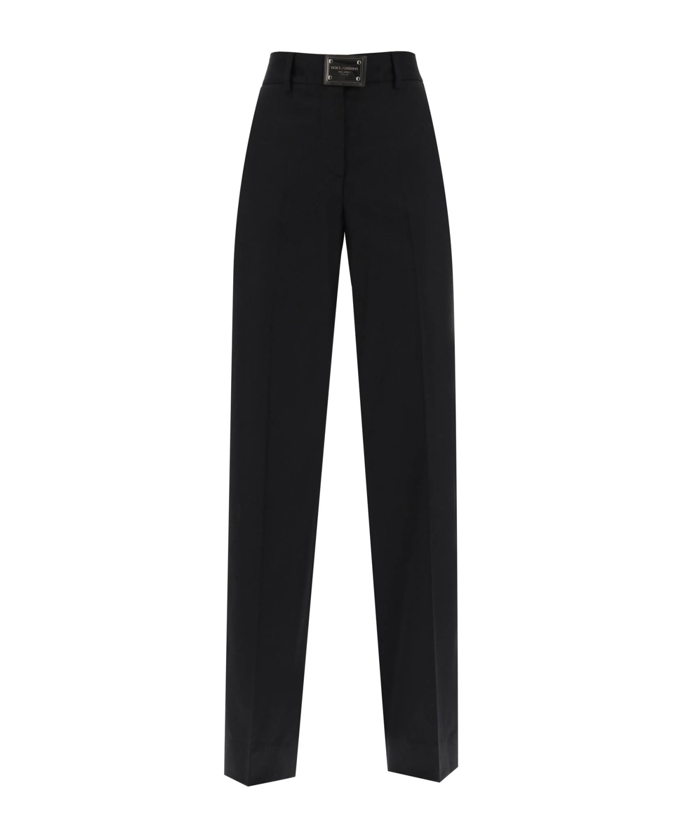 Dolce & Gabbana Logo Plaque Trousers - Black ボトムス