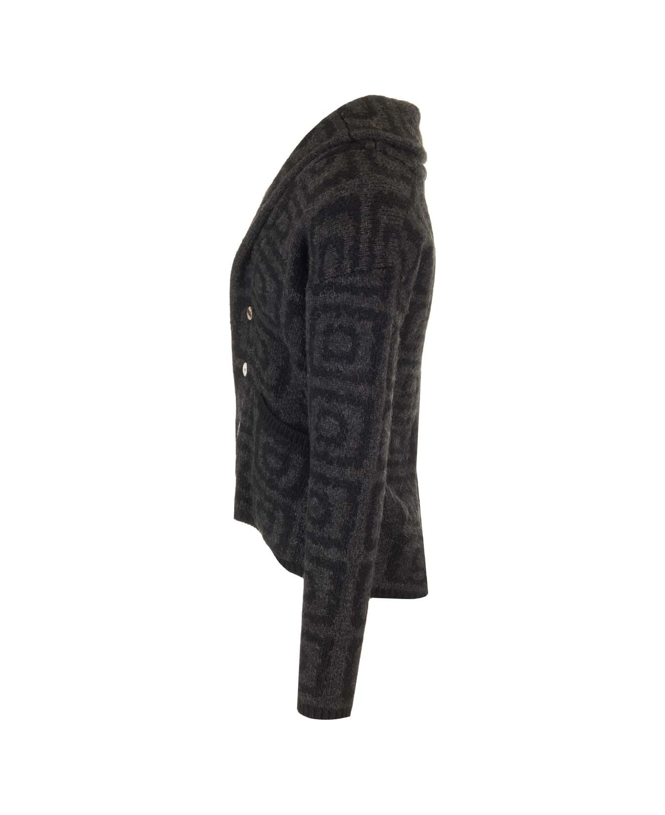 Gabriele Pasini Wool Jacquard Cardigan - Black