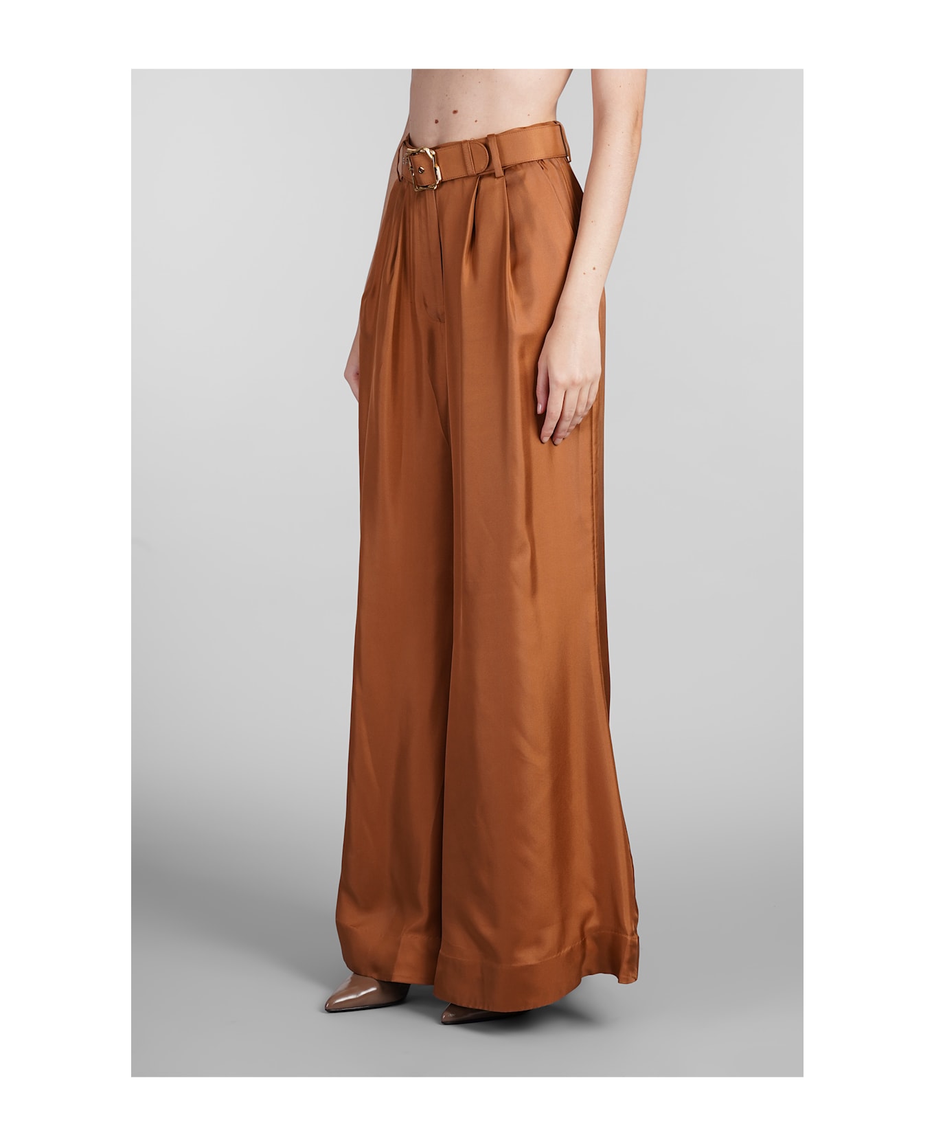 Zimmermann Pants In Brown Silk - brown