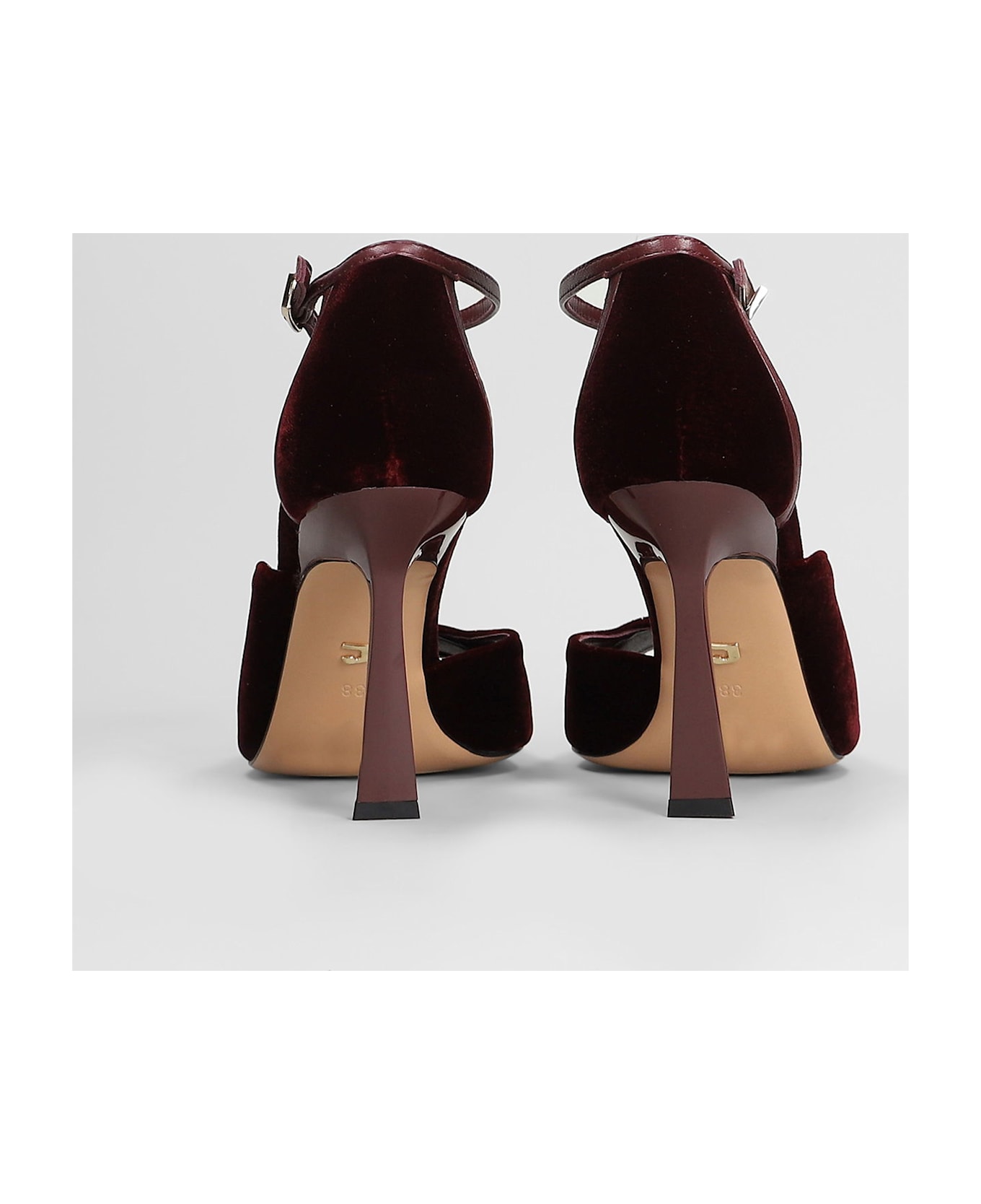 Lola Cruz Sandals In Bordeaux Velvet - bordeaux
