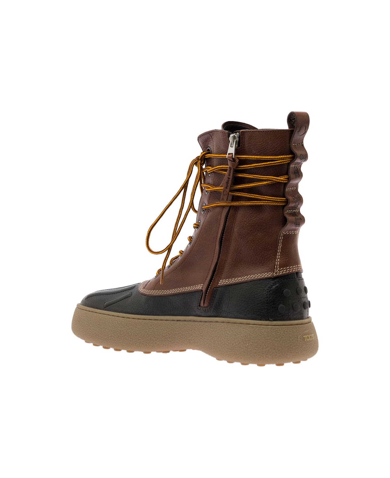 Moncler Genius 'winter Gommino' Two-tone Ankle Boot With Pebble Outsole In Leather Man Moncler Genius X Palm Angels X Tod's - Brown