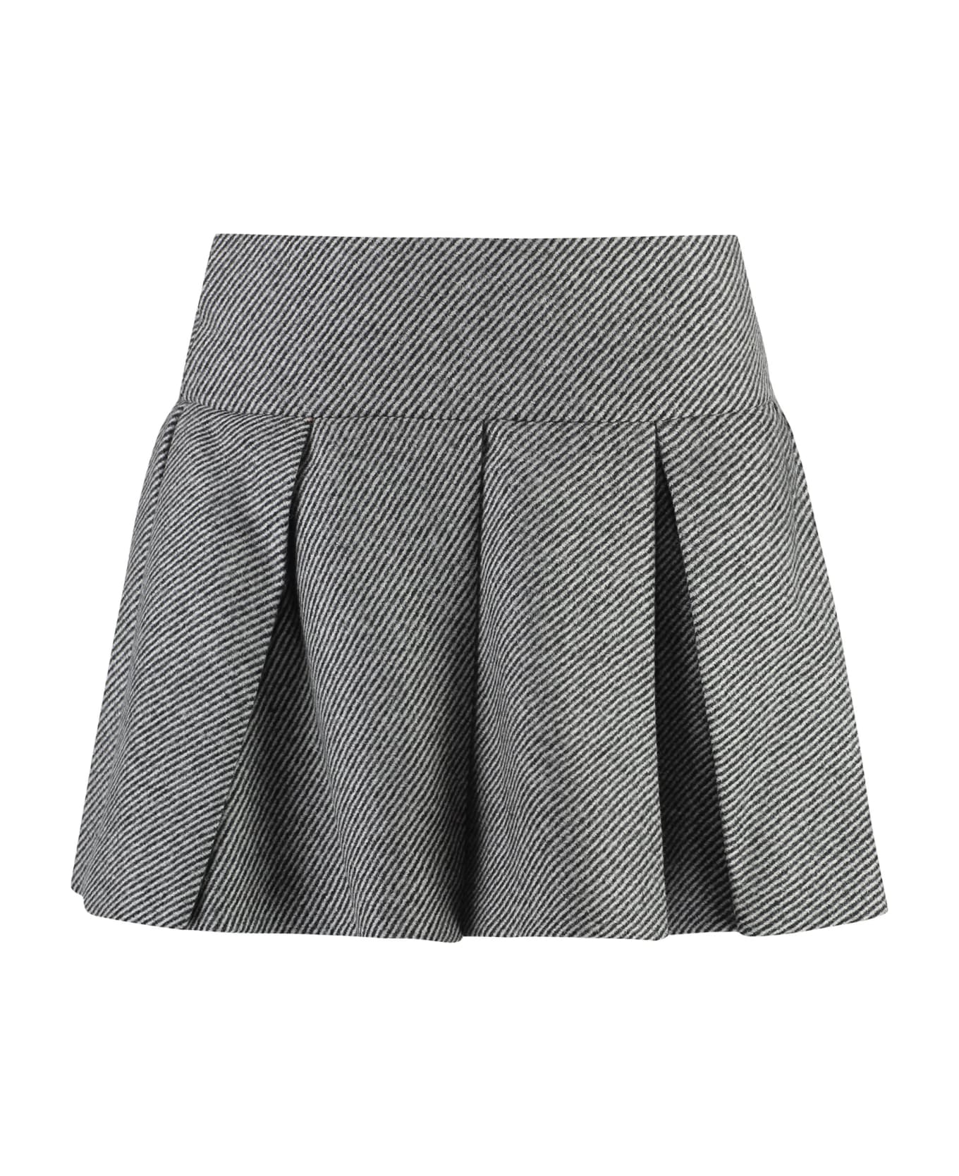 Patou Pleated Knitted Skirt - grey