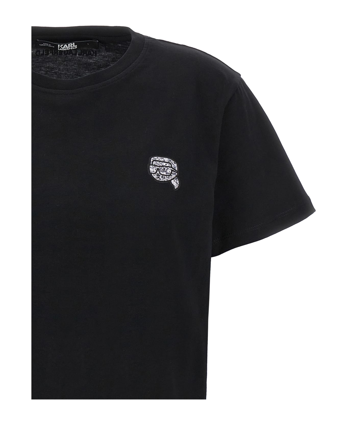 Karl Lagerfeld 'ikonik 2,0 Glitter' T-shirt - Black  