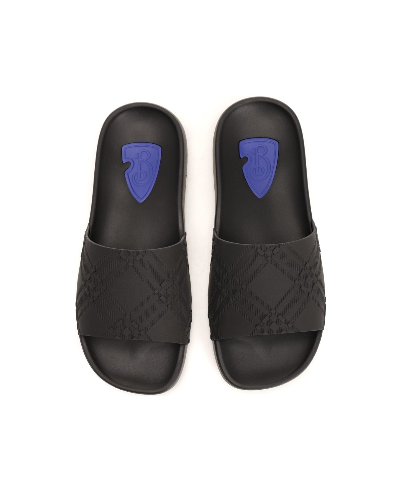 Burberry Checked Slip-on Slides - Black