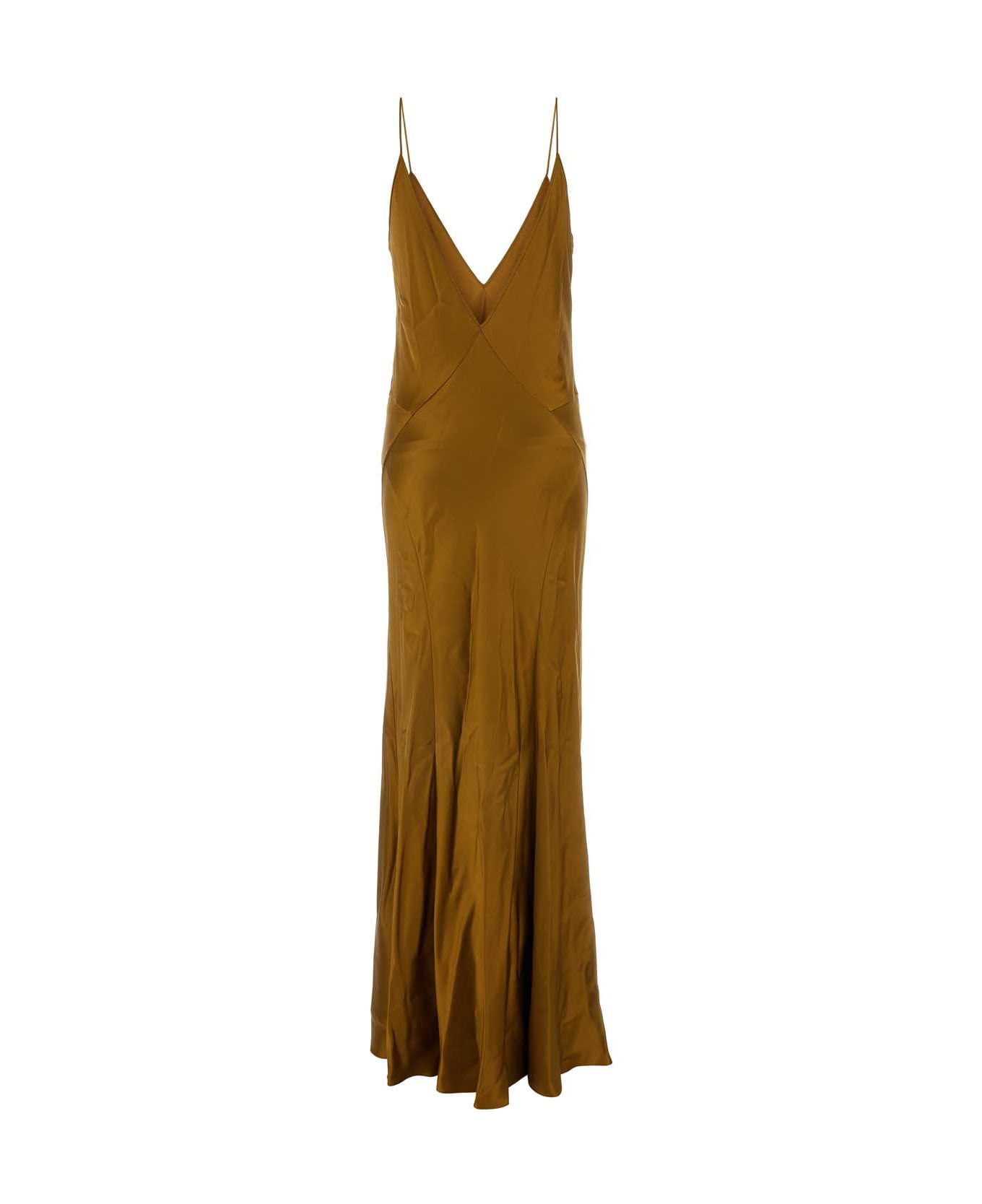 Saint Laurent Ochre Satin Long Dress - OCRE