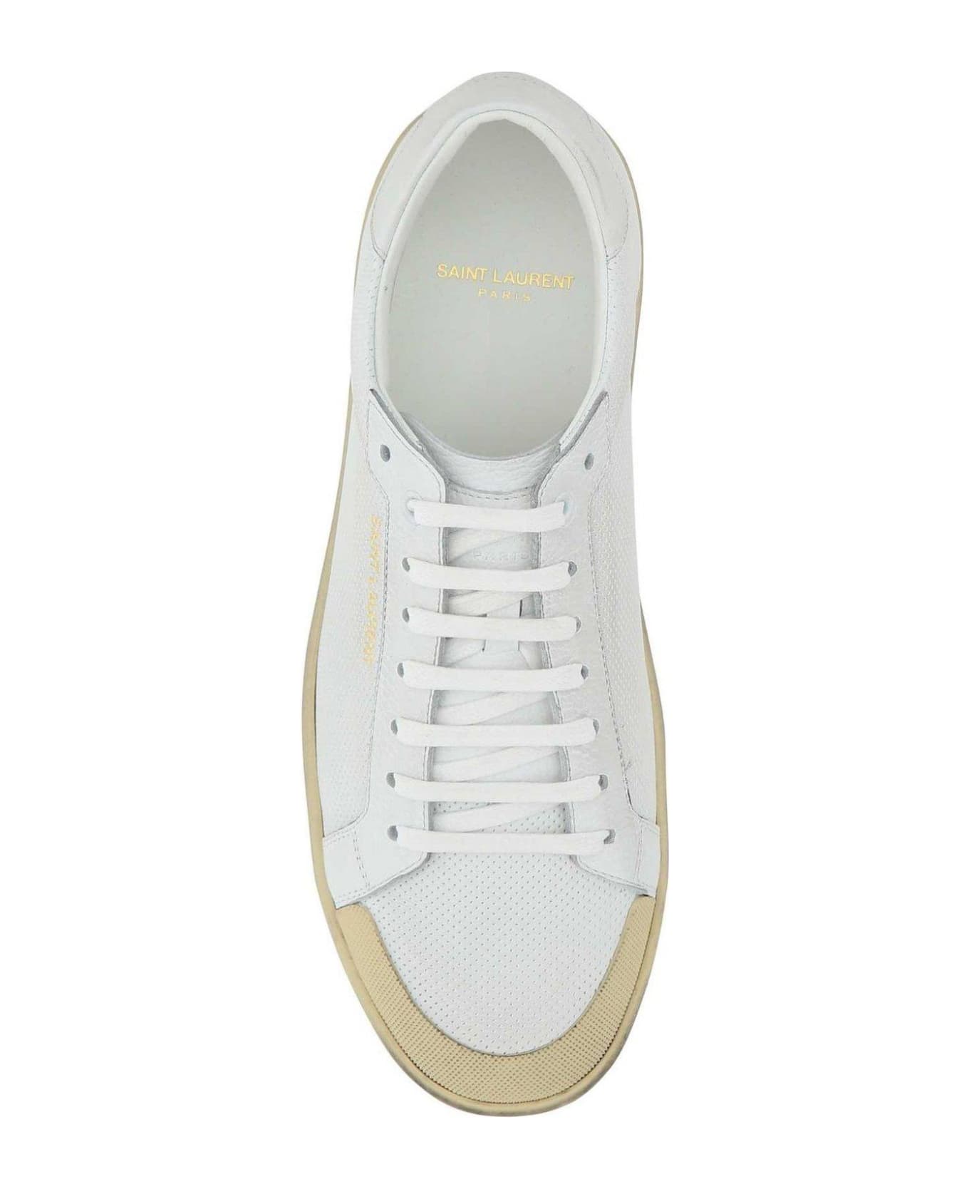 Saint Laurent Round Toe Lace-up Sneakers - Bianco