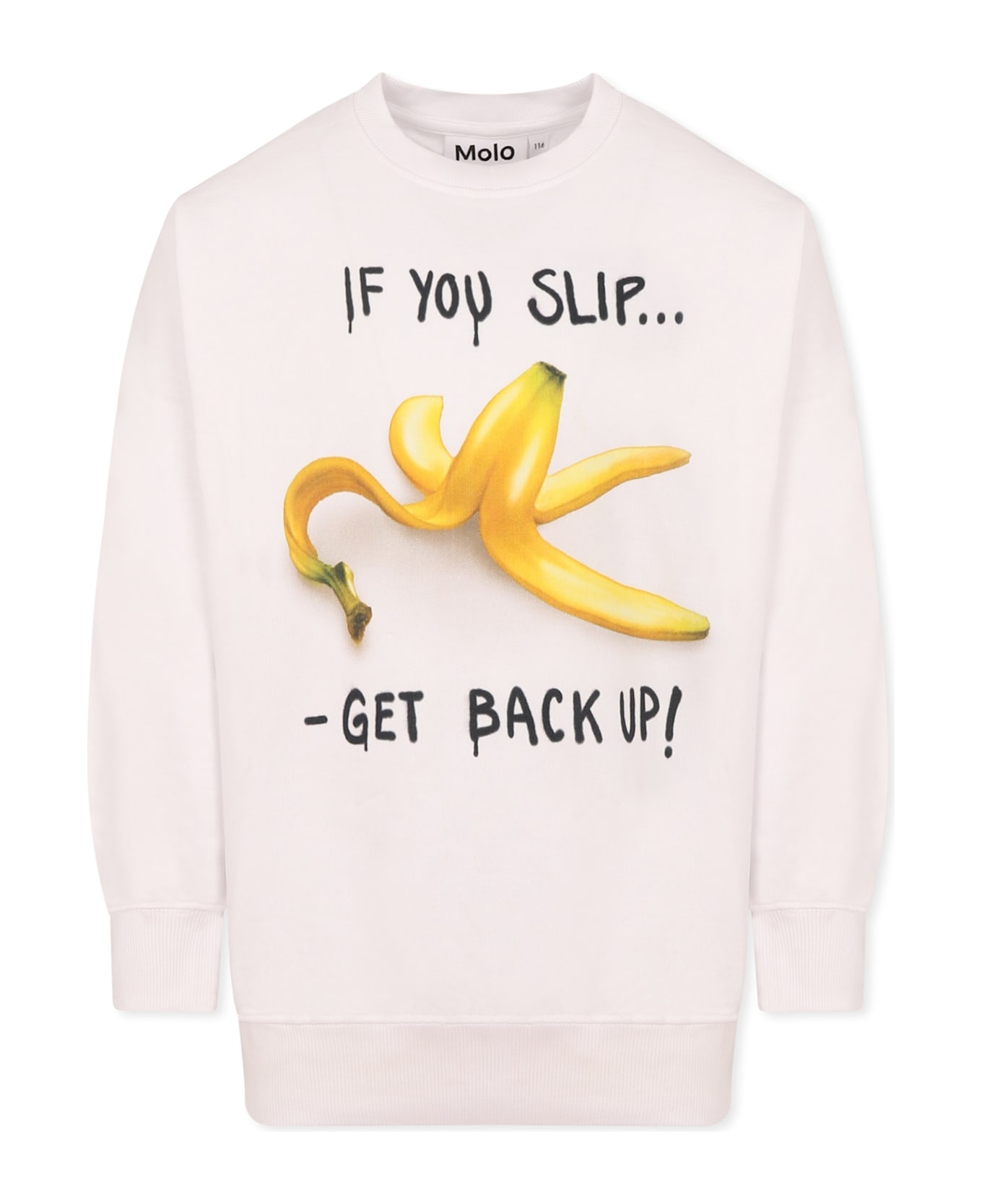 Molo White Sweatshirt For Boy With Banana - White