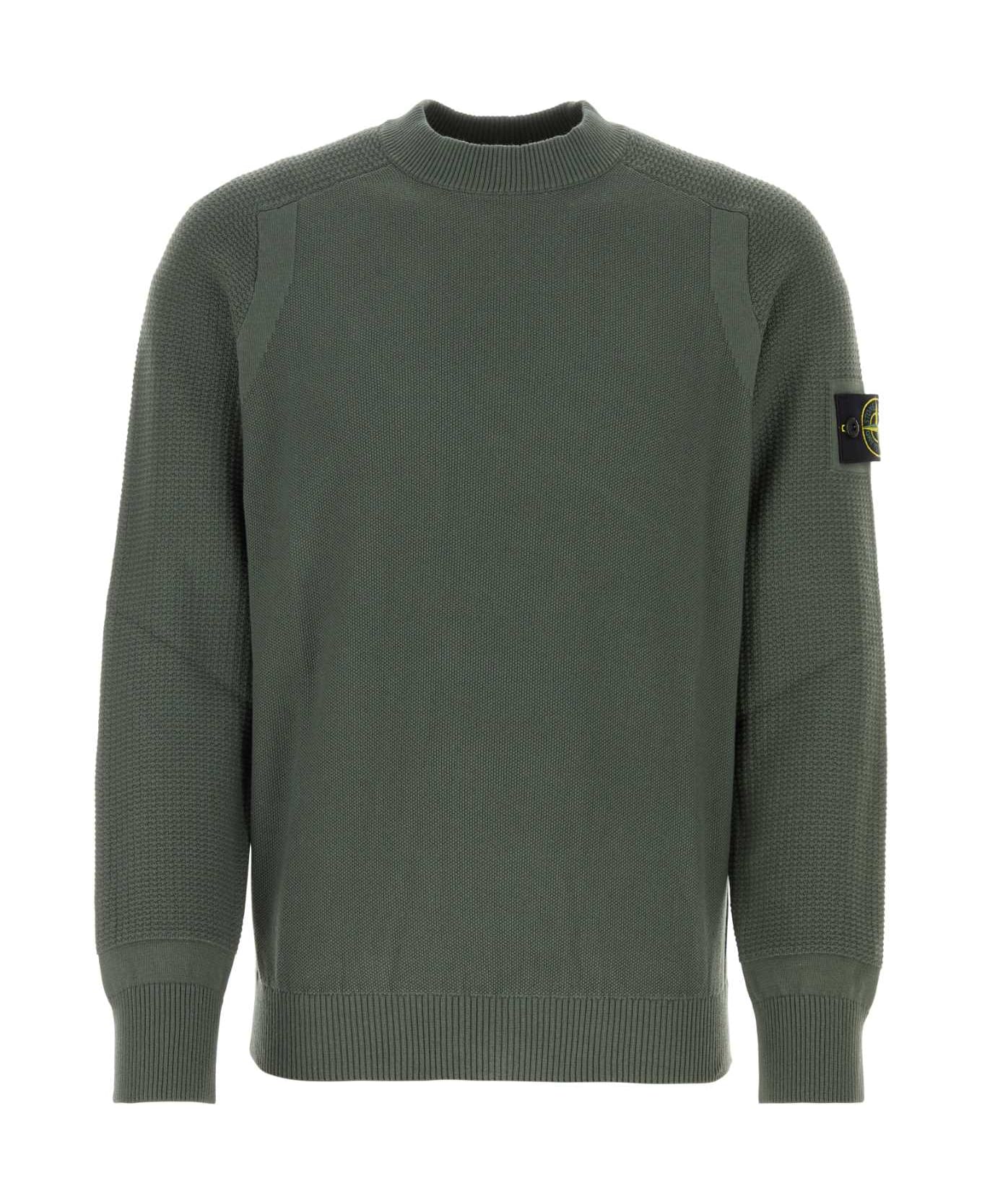 Stone Island Sage Green Cotton Sweater - MUSCHIO