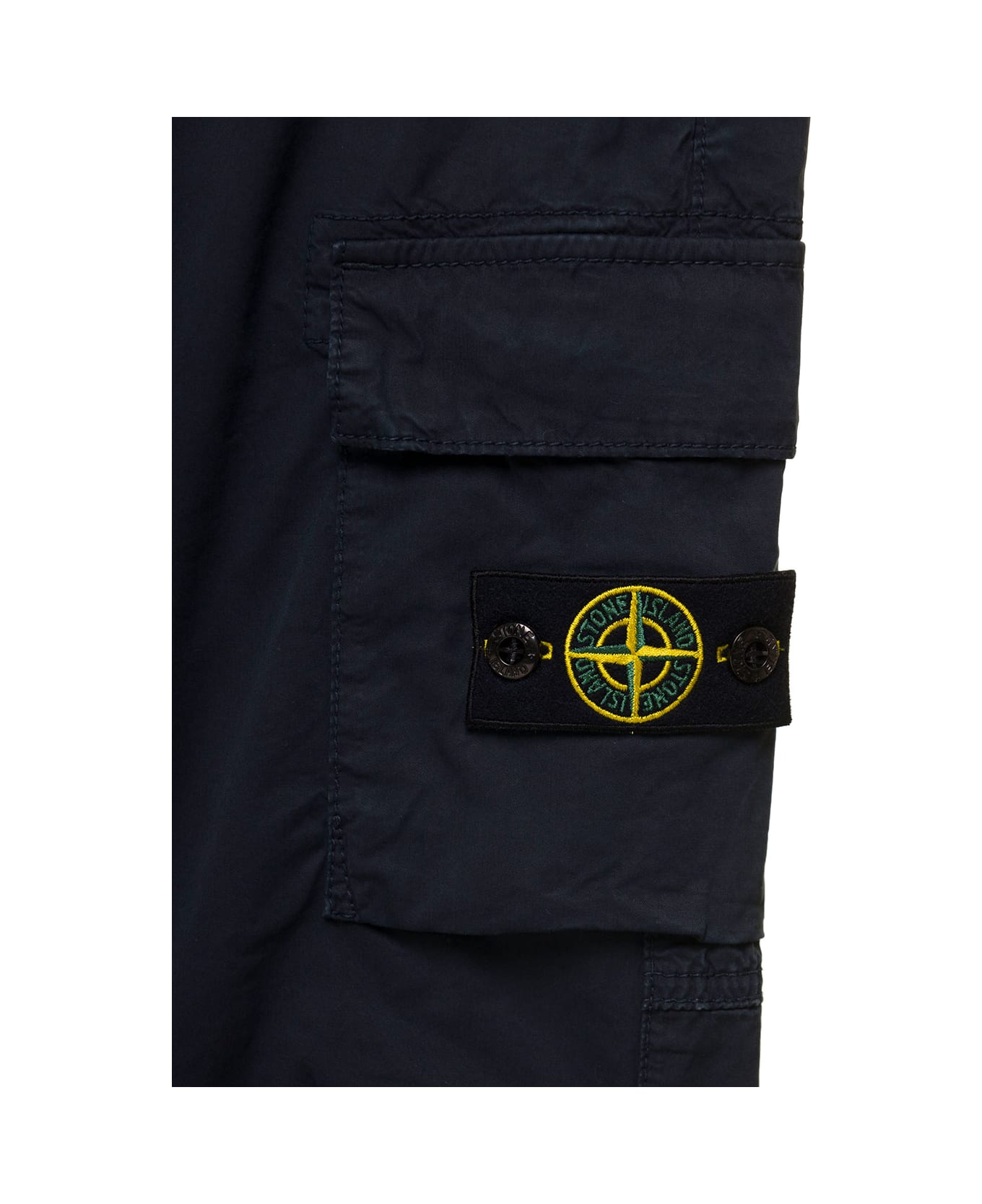 Stone Island Junior Blue Cargo Pants With Logo Patch And Pockets In Stretch Cotton Boy - Blu ボトムス