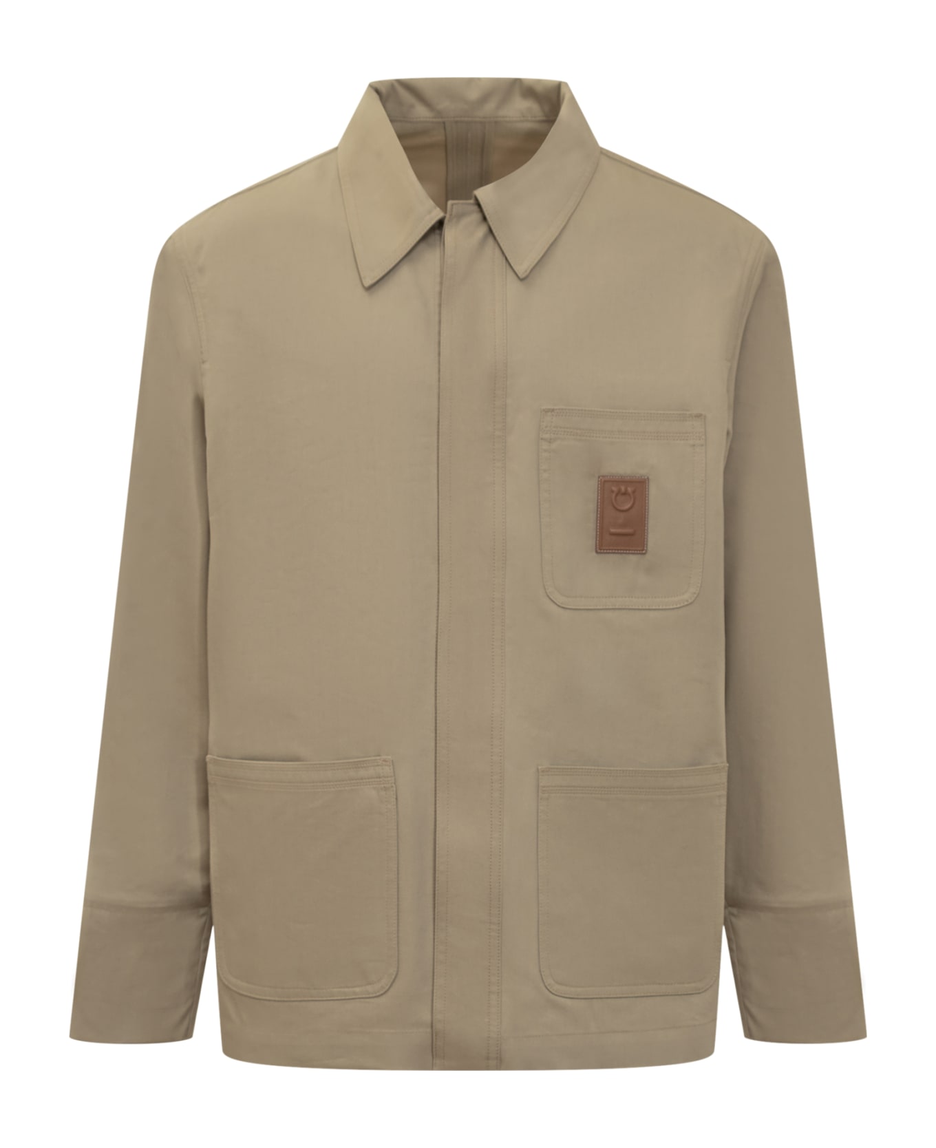 Ferragamo Jacket With Logo - SAND