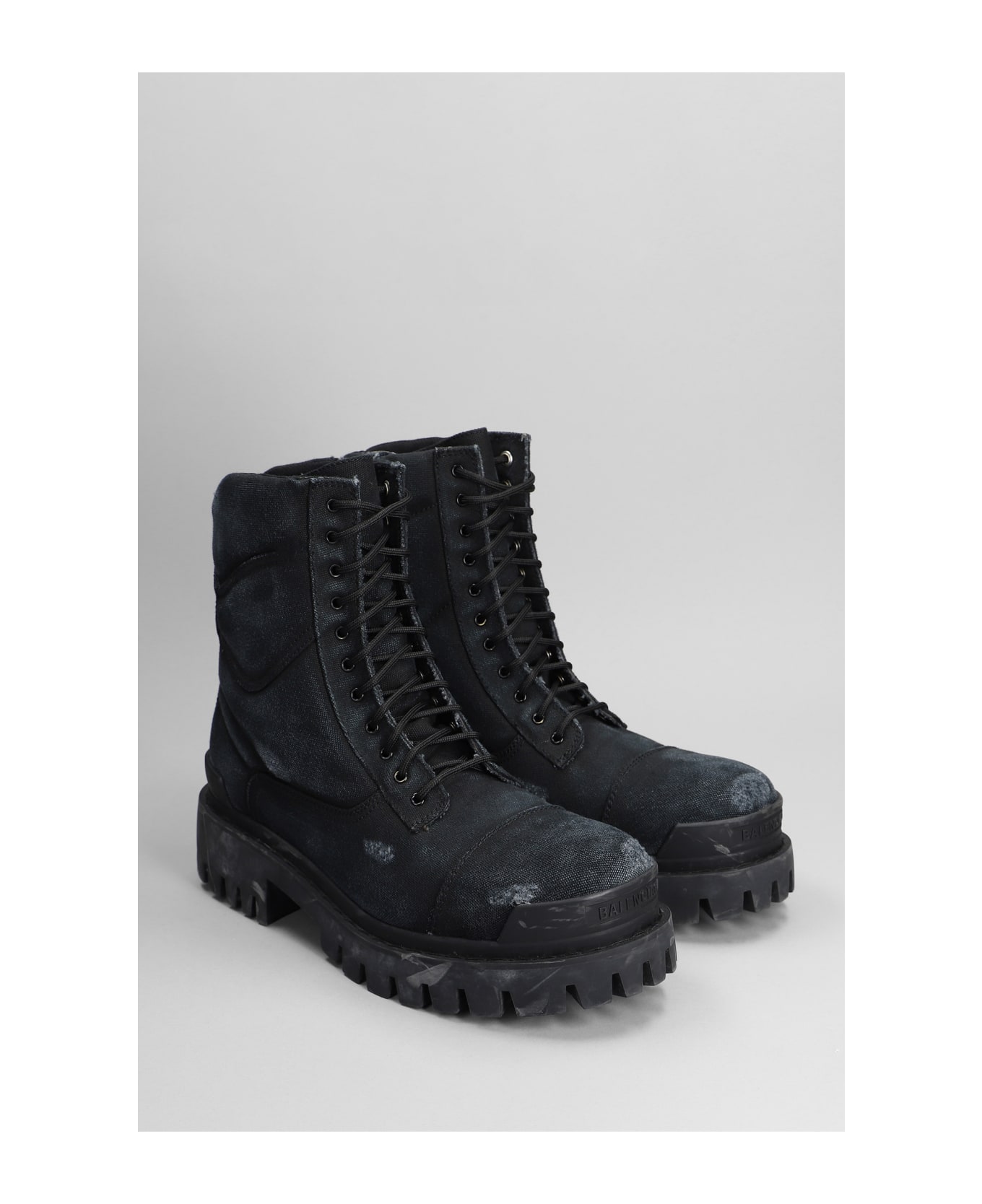 Balenciaga Combat Strike Canvas Combat Boots In Black Cotton | italist ...