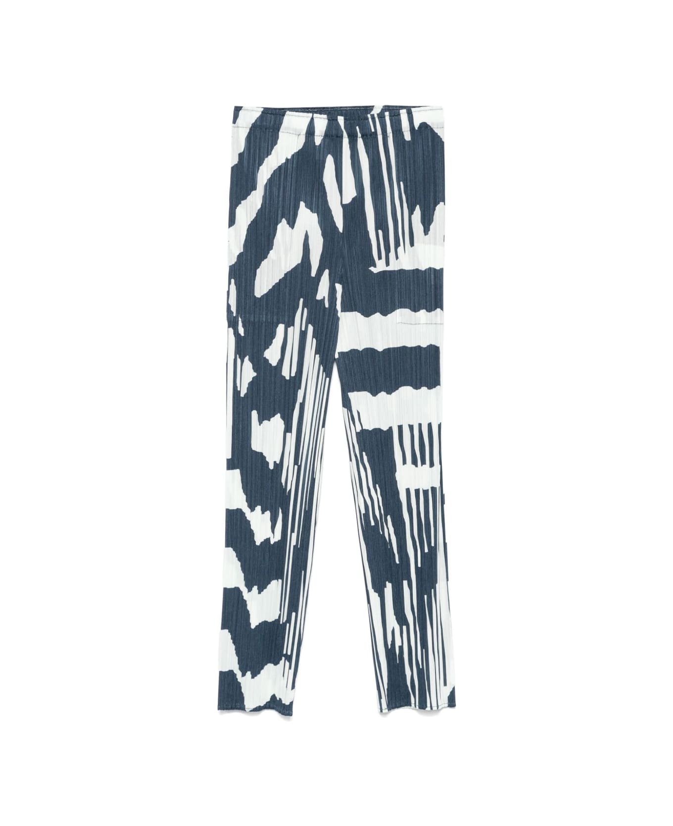 Pleats Please Issey Miyake Printed Pleated Trousers - Blue