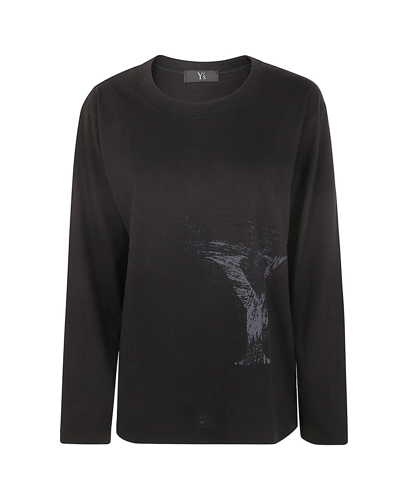 Y's Round Neck Long Sleeve T B - Black