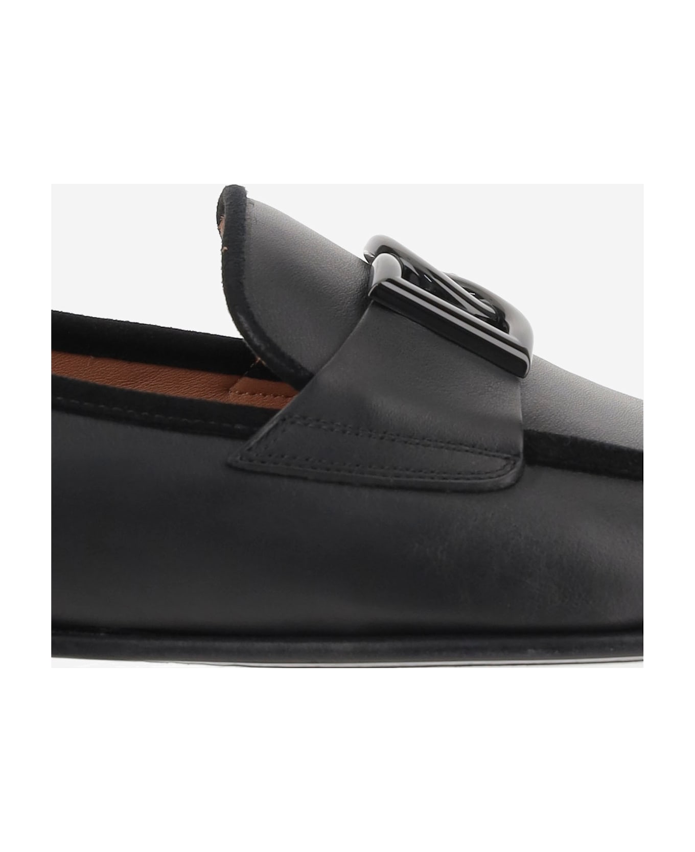 Dolce & Gabbana Dg Logo Leather Loafers - Black