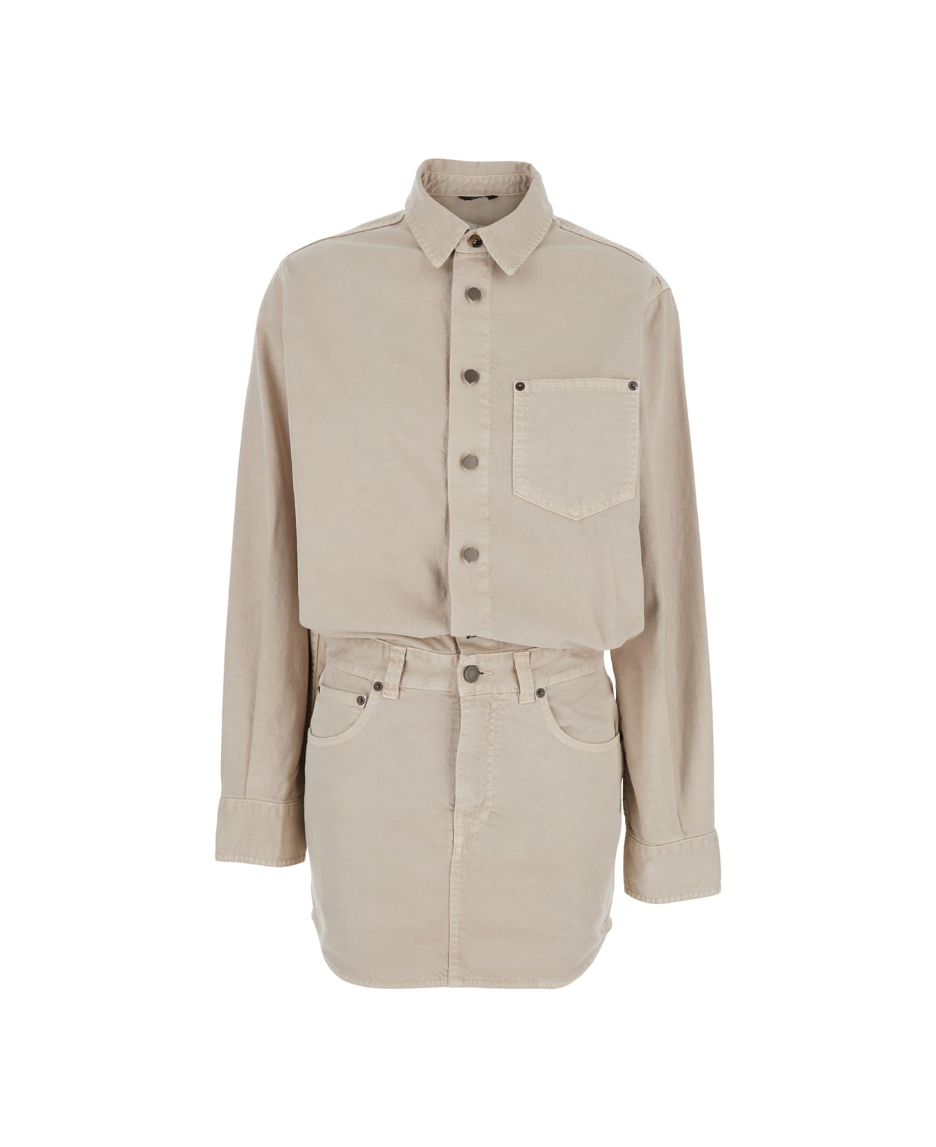 Haikure 
tamu
 Beige Dress With Drop Shoulders And Logo Patch On The Back In Cotton Woman - Beige