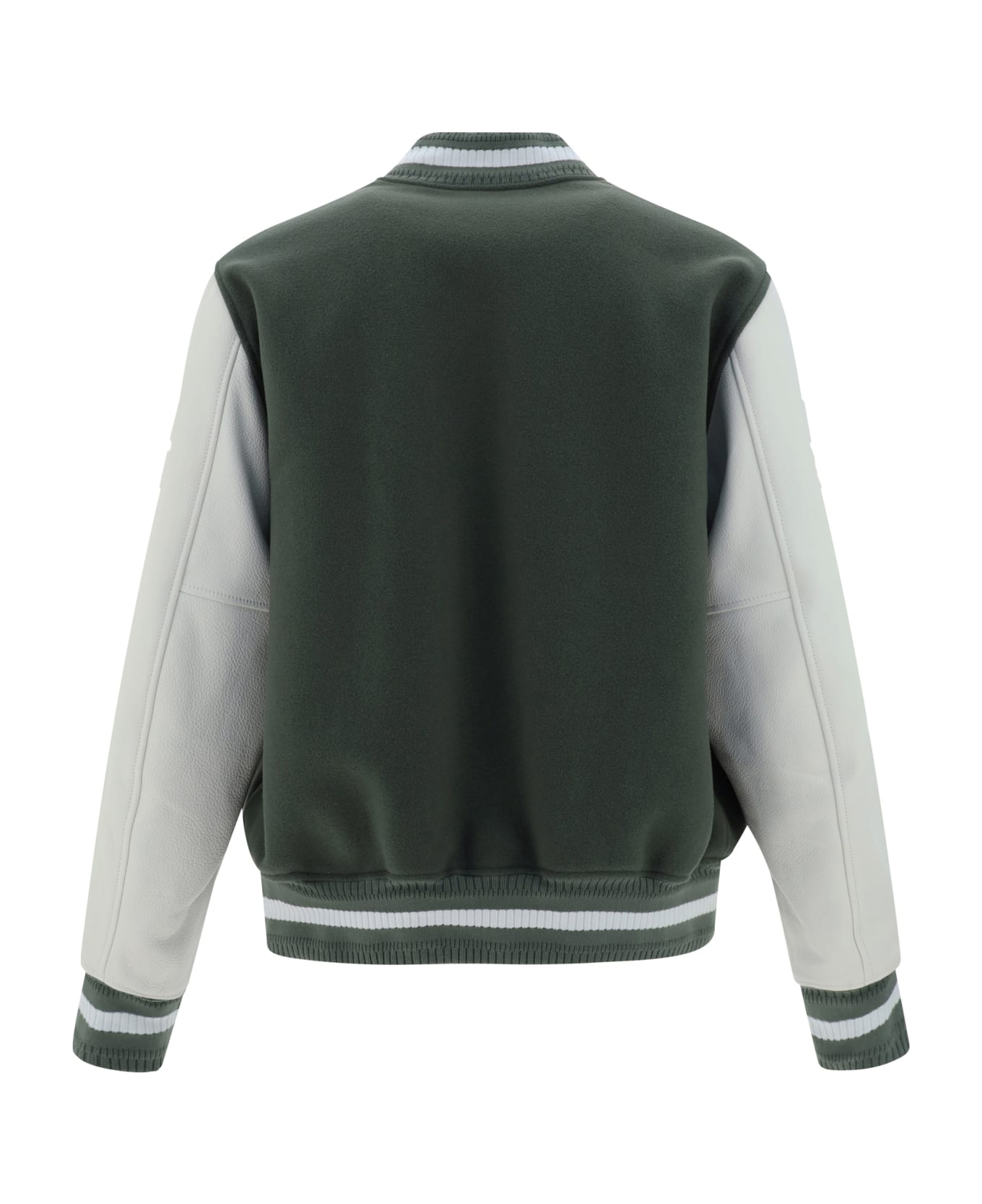 Givenchy Bomber Jacket In Wool And Leather - Green