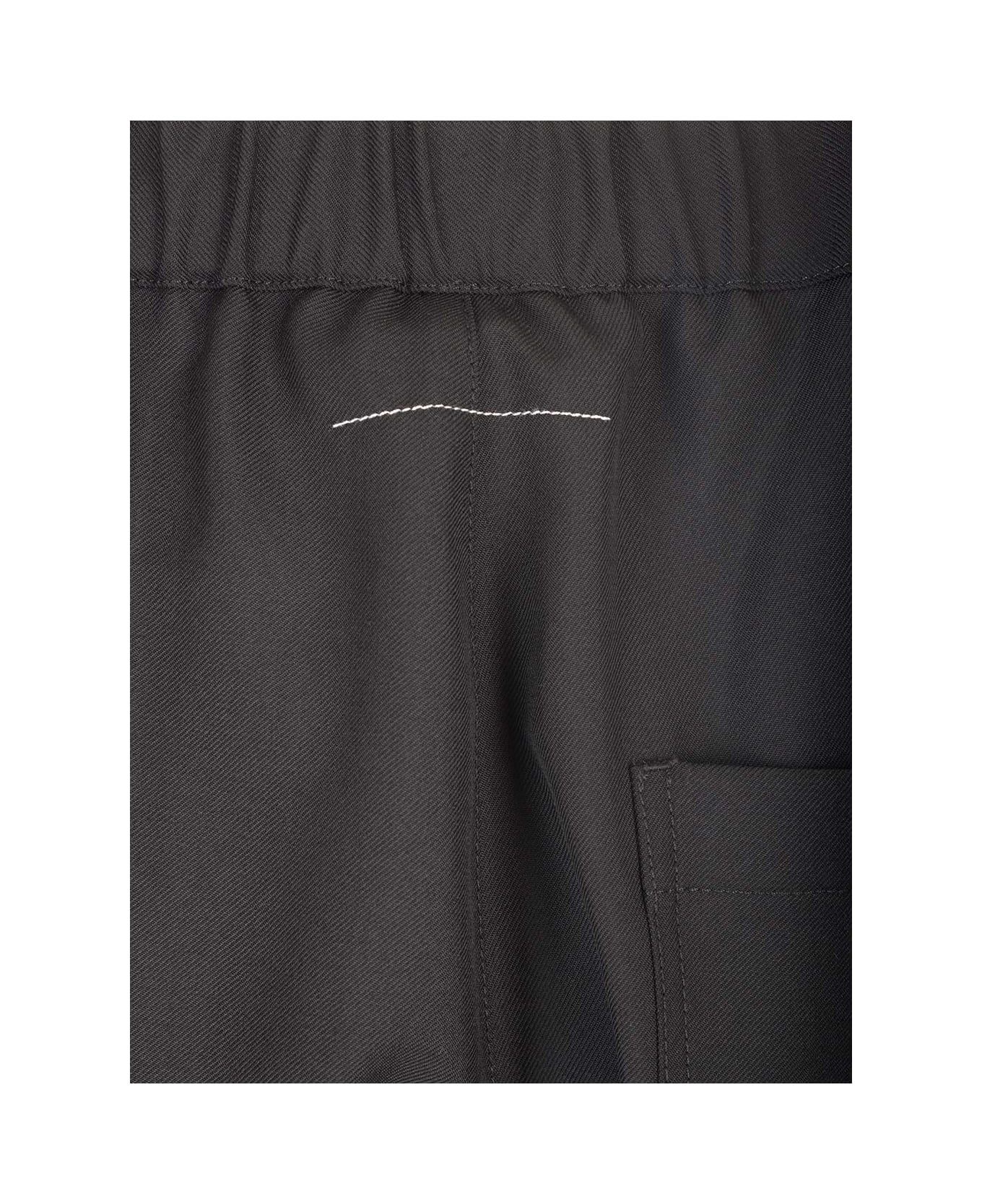 MM6 Maison Margiela Wool Blend Trousers - Nero