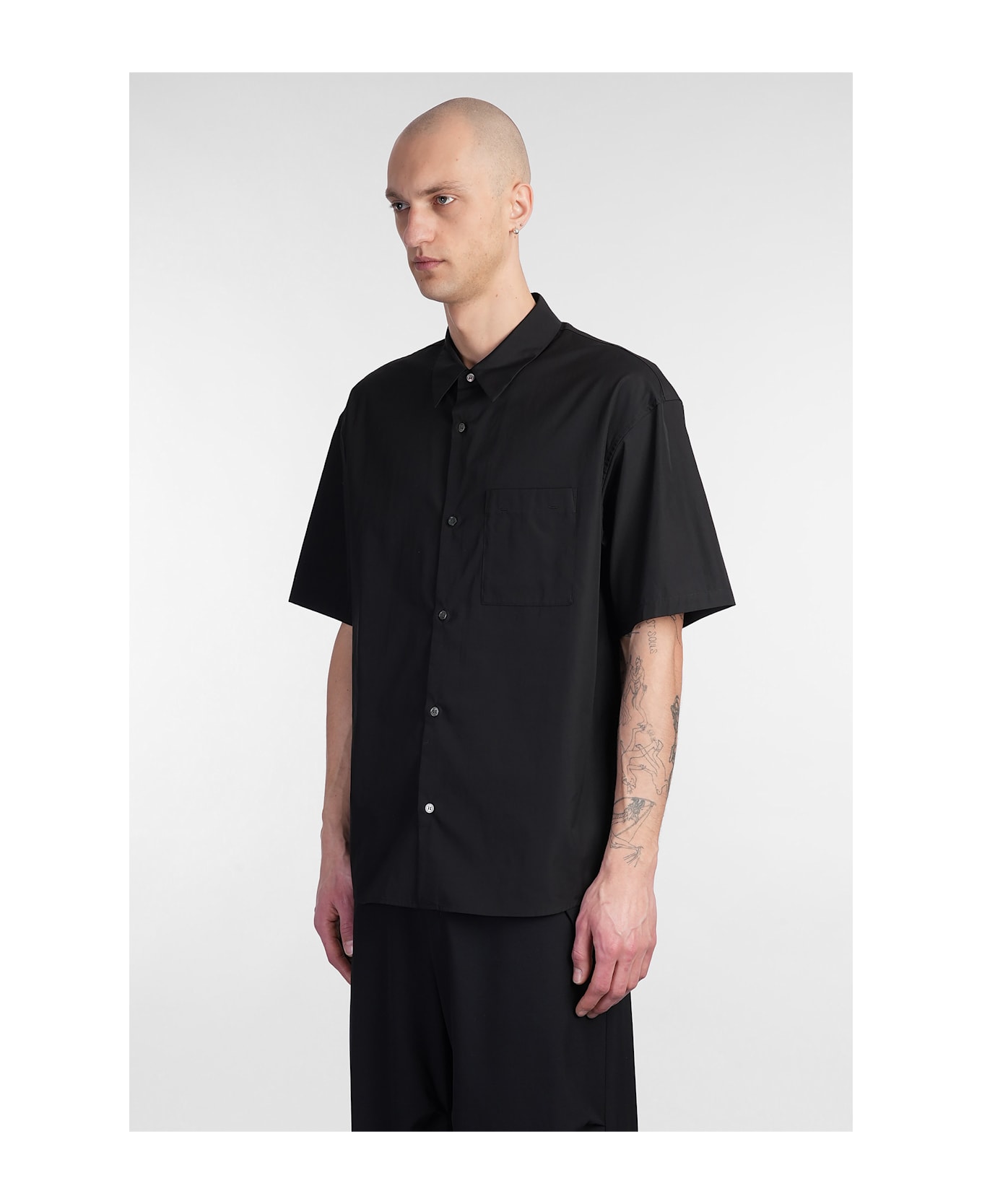 Attachment Shirt In Black Cotton - black