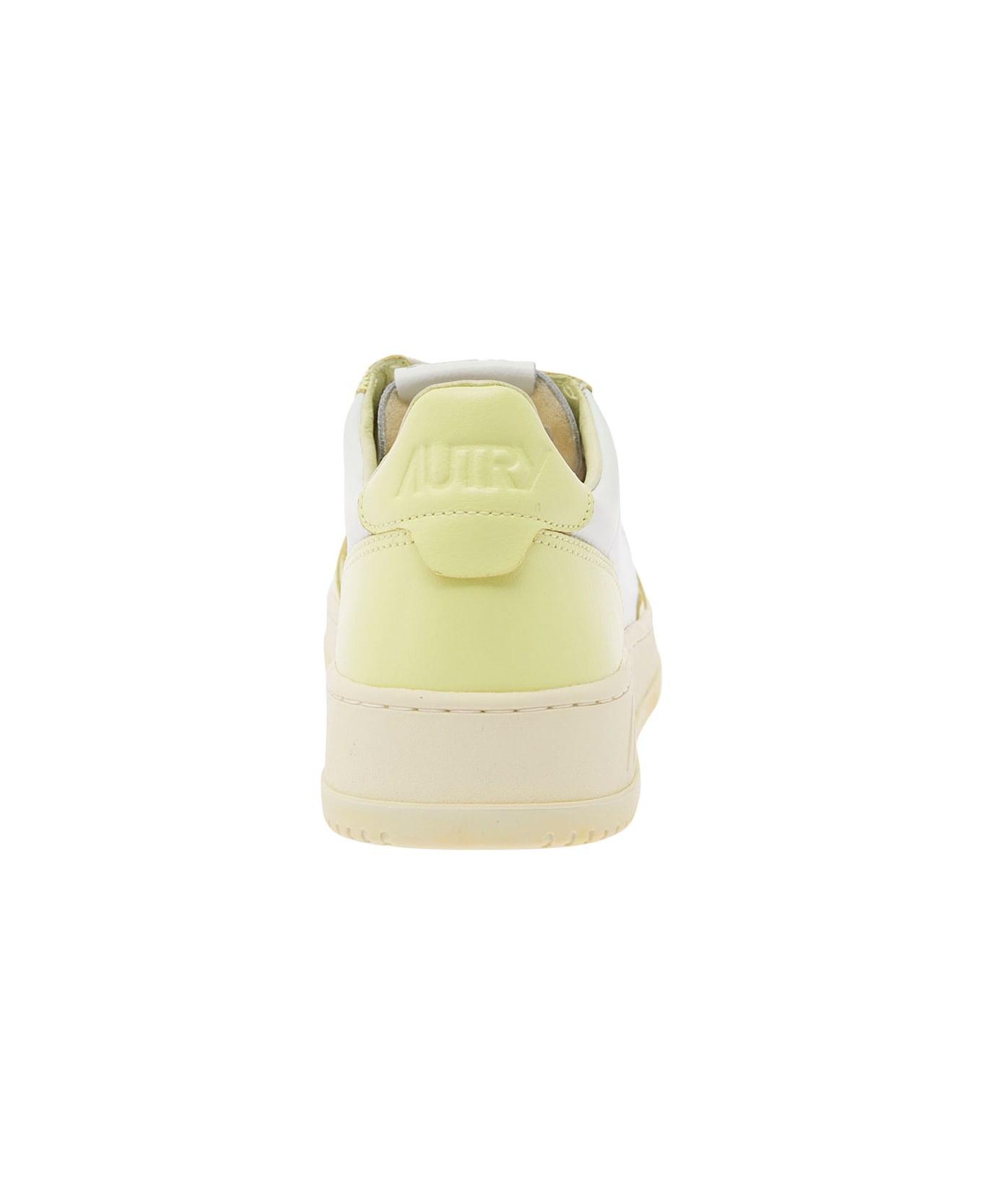 Autry 'medalist' White And Yellow Low Top Sneakers With Logo Detail In Leather Man - Yellow スニーカー