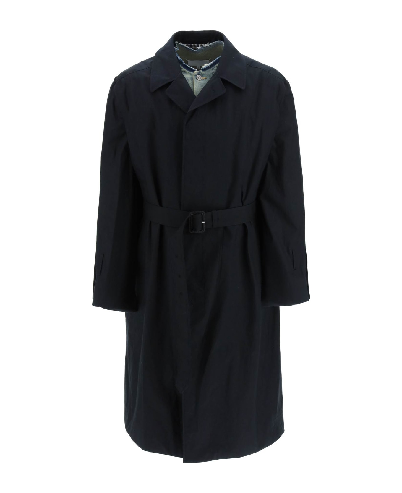Maison Margiela Trompe L'oeil Trench Coat In Cotton And Denim - BLACK コート