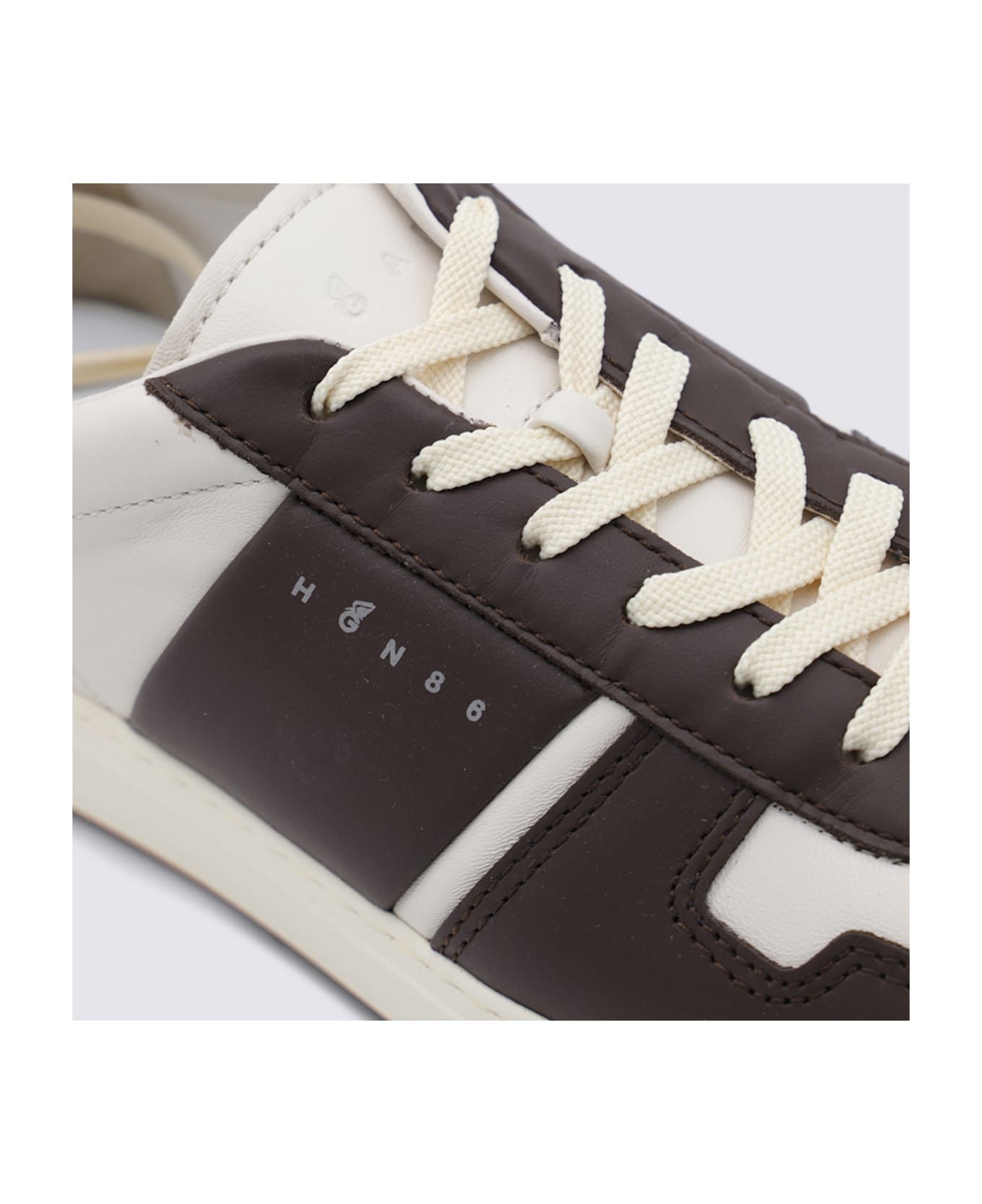 Hogan Brown Leather Sneakers - BROWN-white