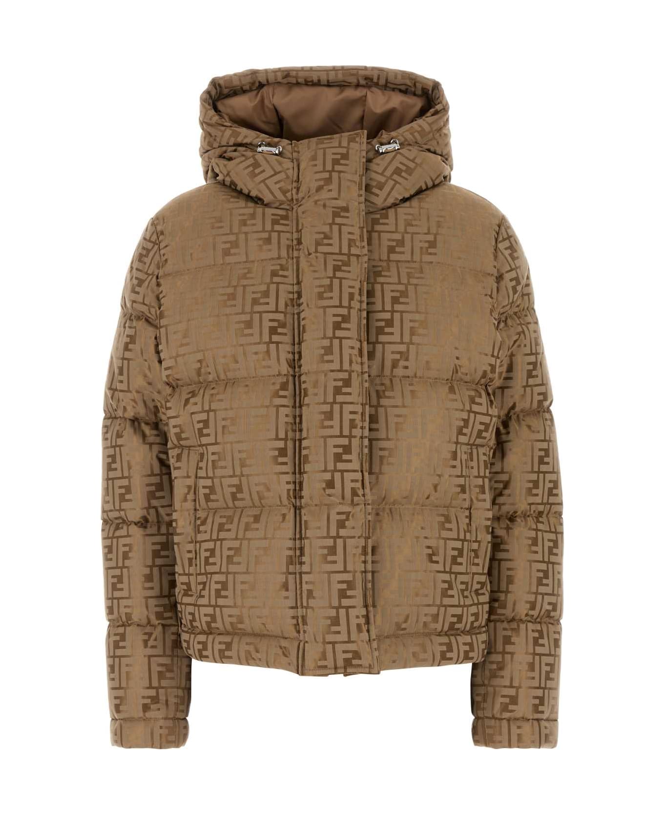 Fendi Embroidered Cotton Blend Down Jacket - Pno Portabella