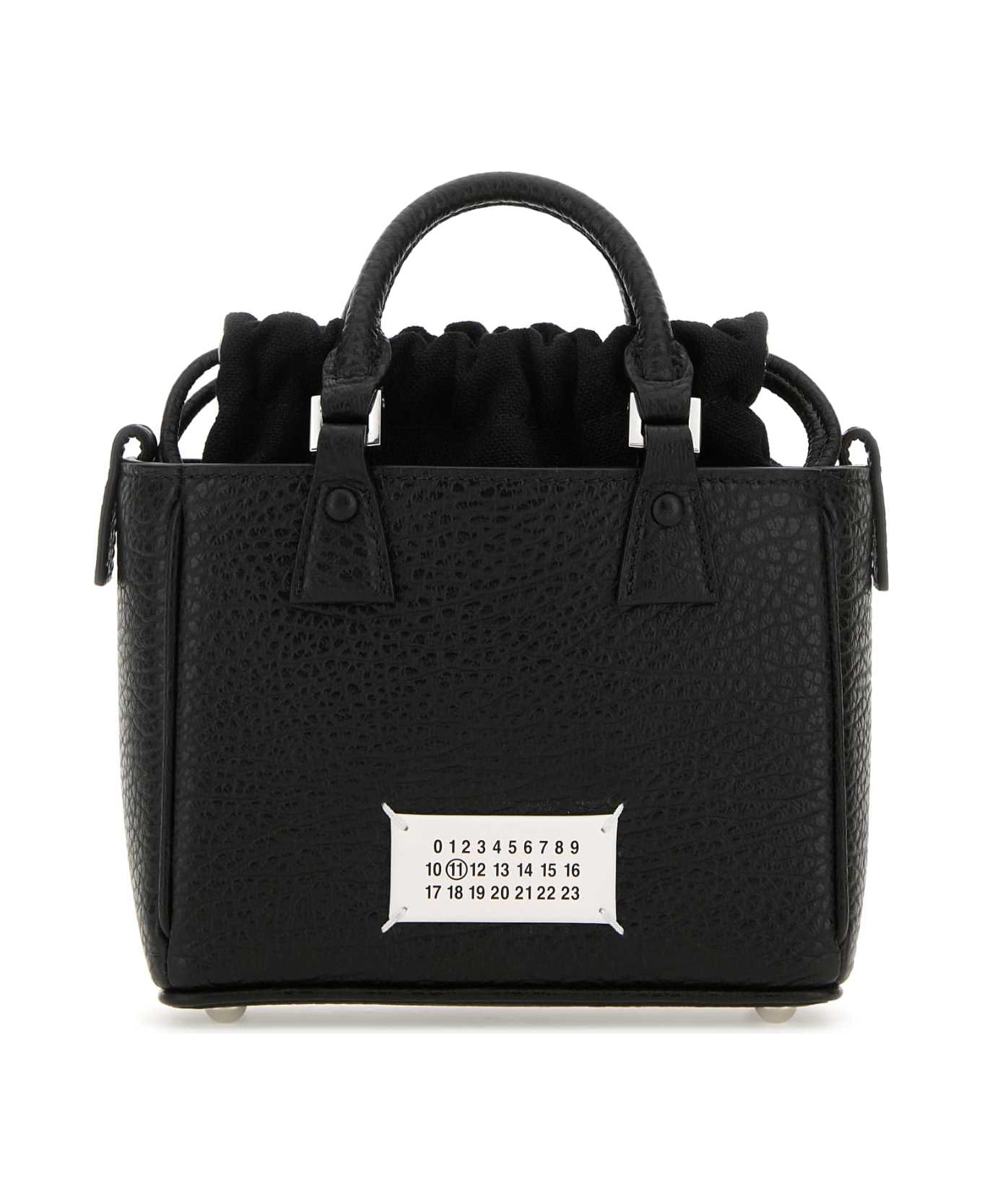 Maison Margiela Black Leather 5ac Tote Horizontal Handbag - BLACK