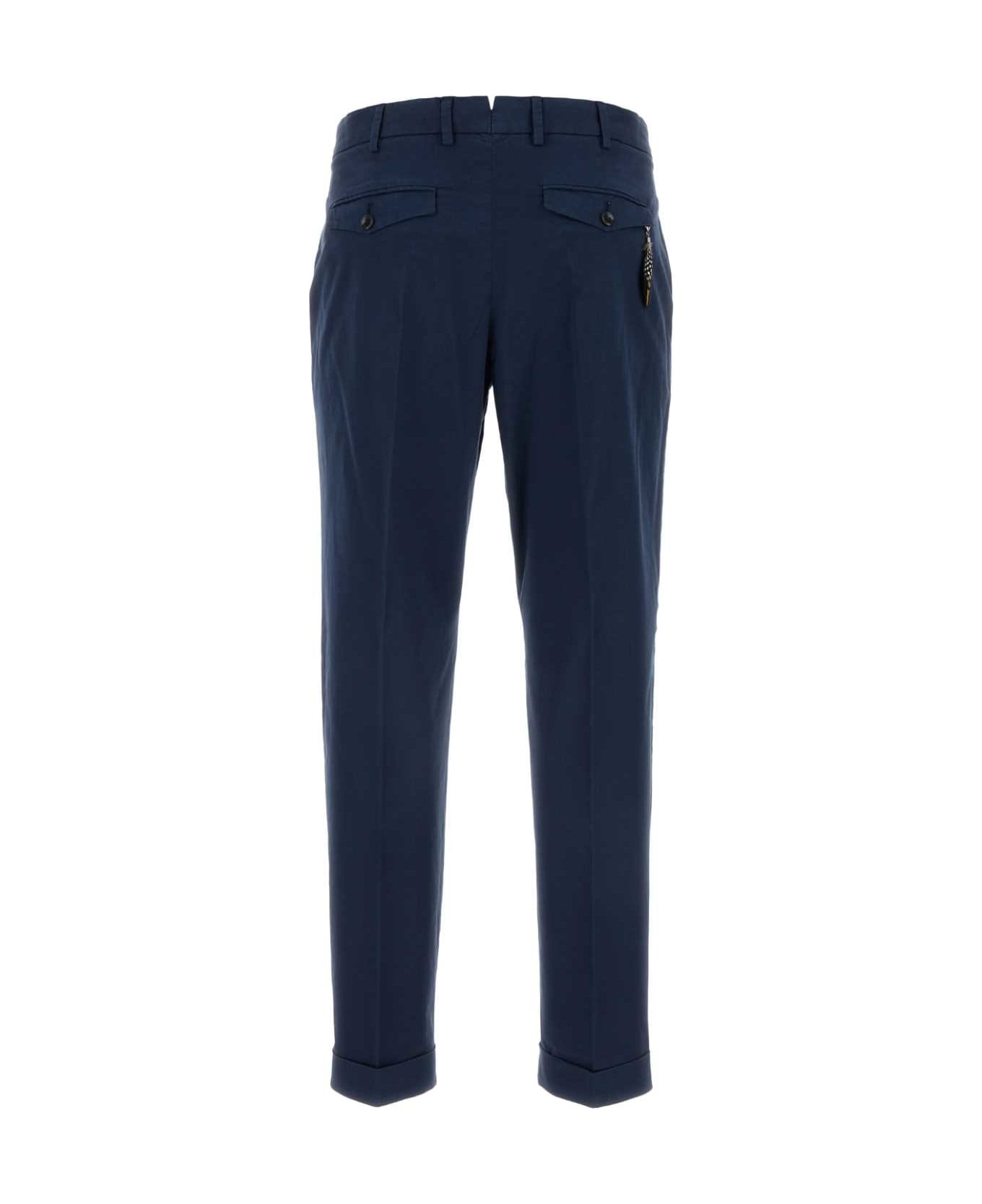 PT Torino Navy Blue Stretch Cotton Pant - BLUAPERTO