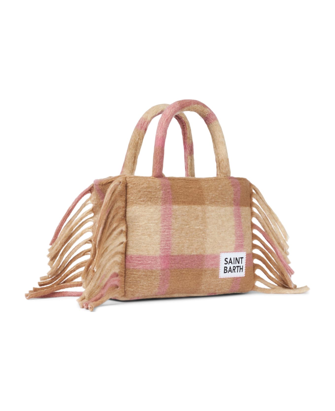 MC2 Saint Barth Colette Blanket Handbag With Tartan Print - WHITE