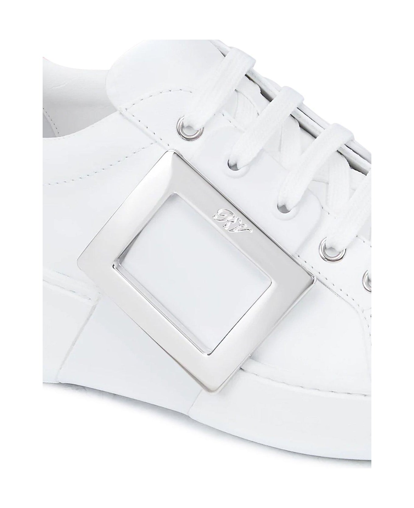 Roger Vivier Viv
 Skate Metal Buckle Sneakers - White