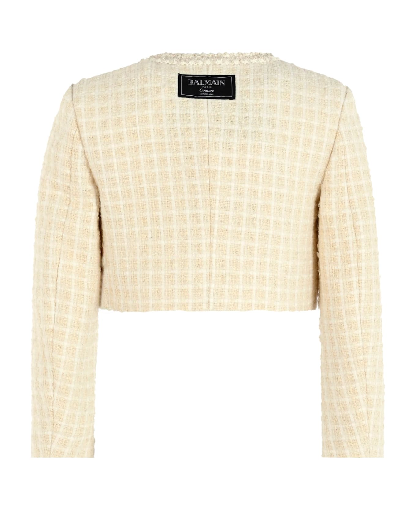Balmain Beige Crop Jacket For Girl - Beige