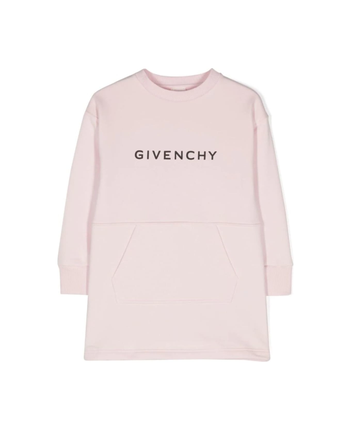 Givenchy Pink Dress With Logo And Kangaroo Pocket In Cotton Blend Girl - Pink ワンピース＆ドレス