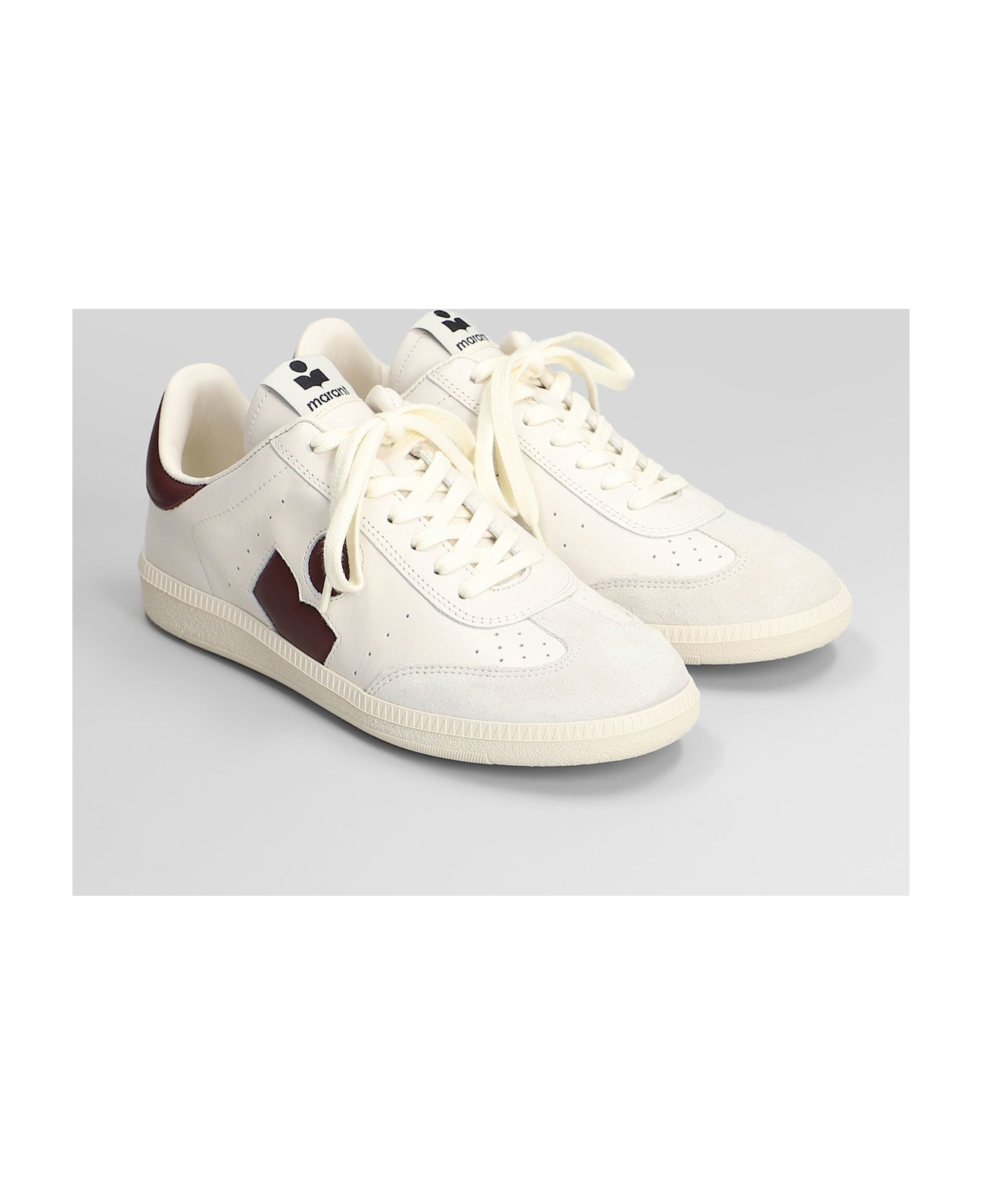 Isabel Marant Bryce Sneakers In White Suede And Leather - ECRUBURGUNDY