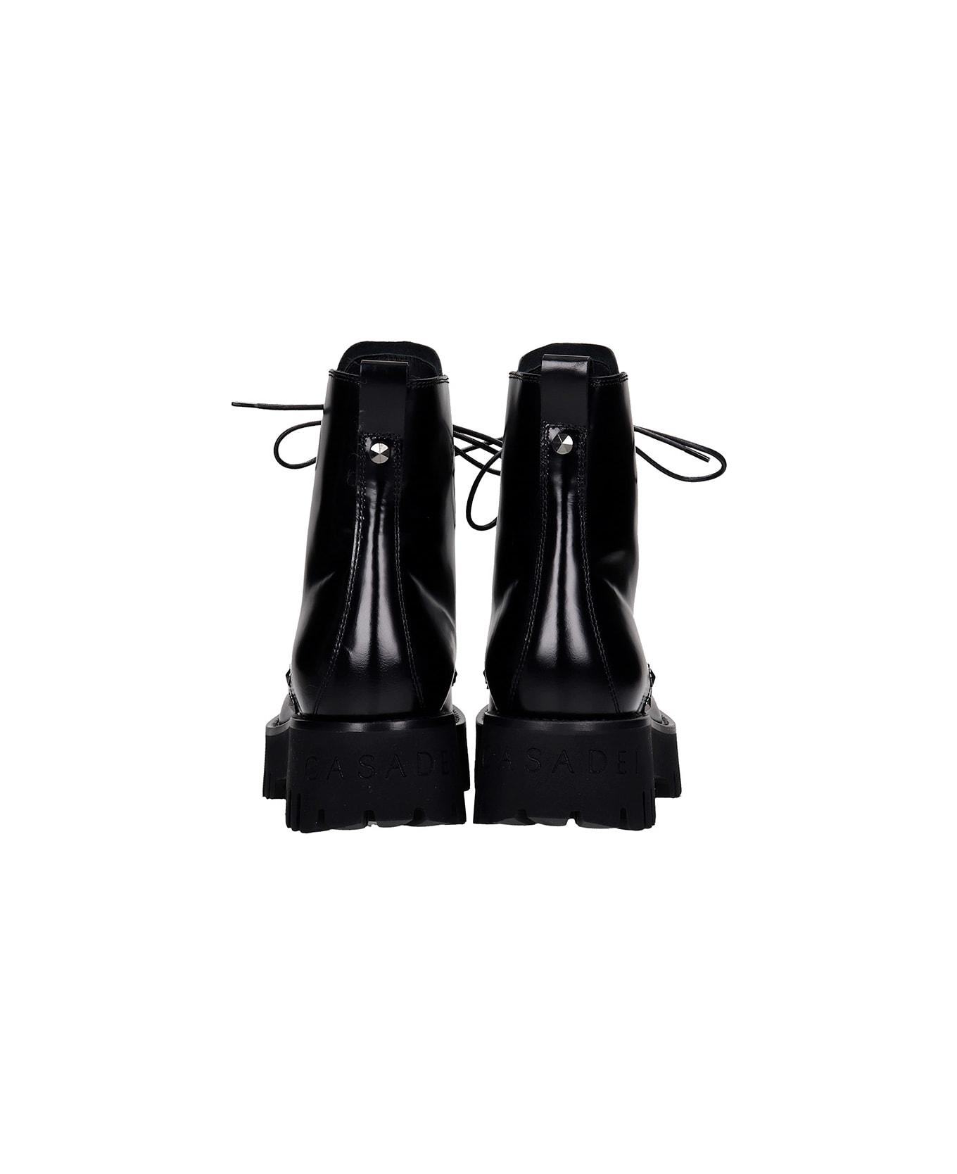 Casadei Combat Boots In Black Leather - black