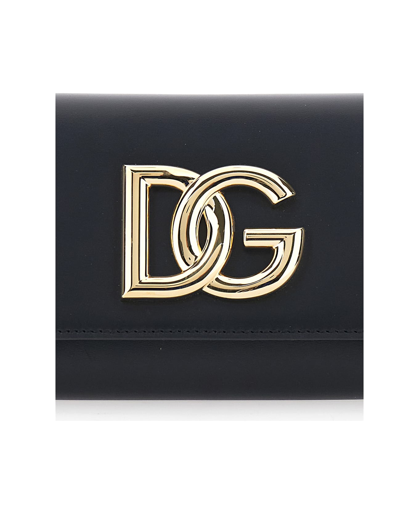 Dolce 
Gabbana 
3.5
 Black Clutch Bag With Metallic Dg Logo On The Front In Leather Woman - Black