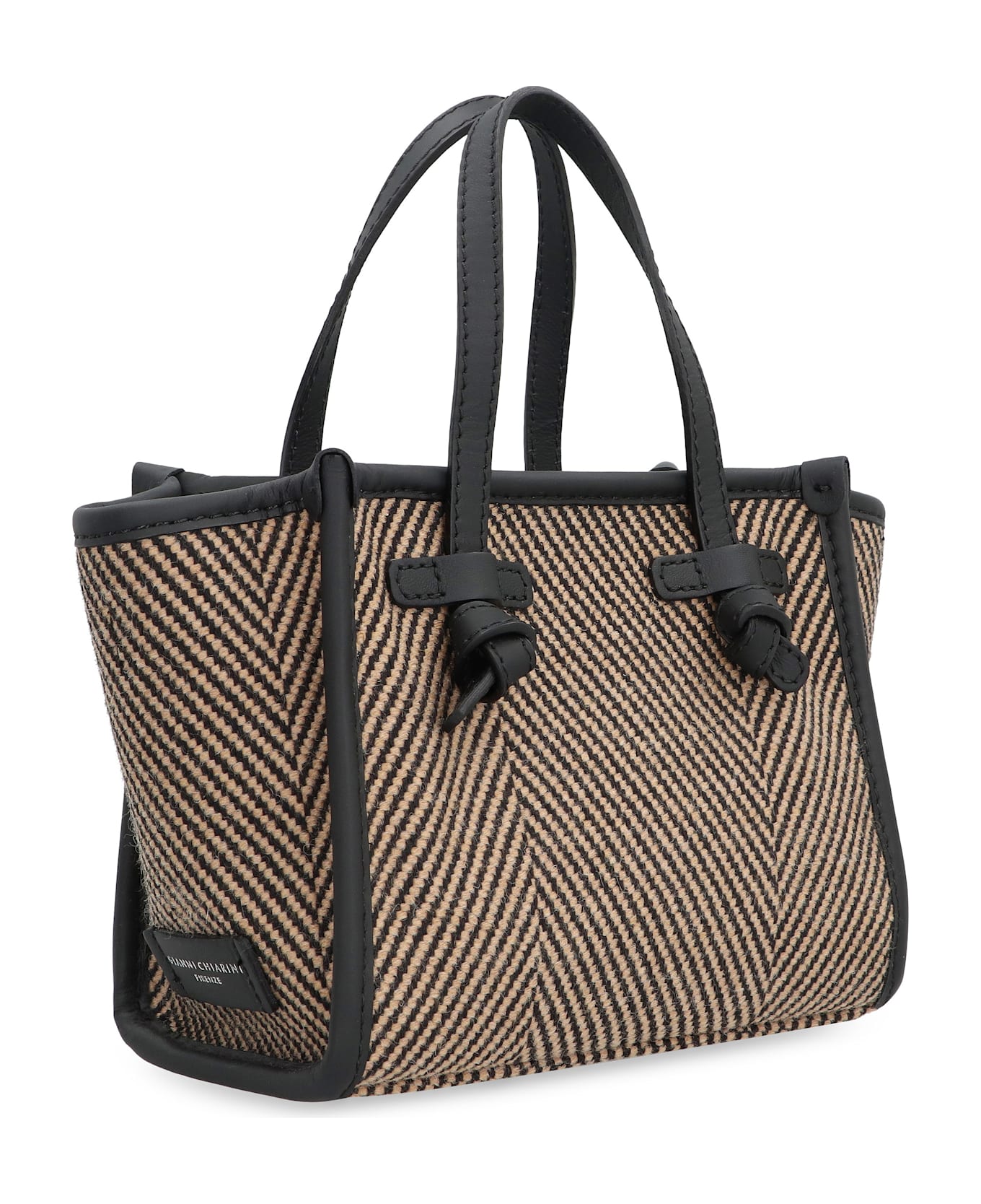 Gianni Chiarini Miss Marcella Herringbone Fabric Handbag - Var Nero
