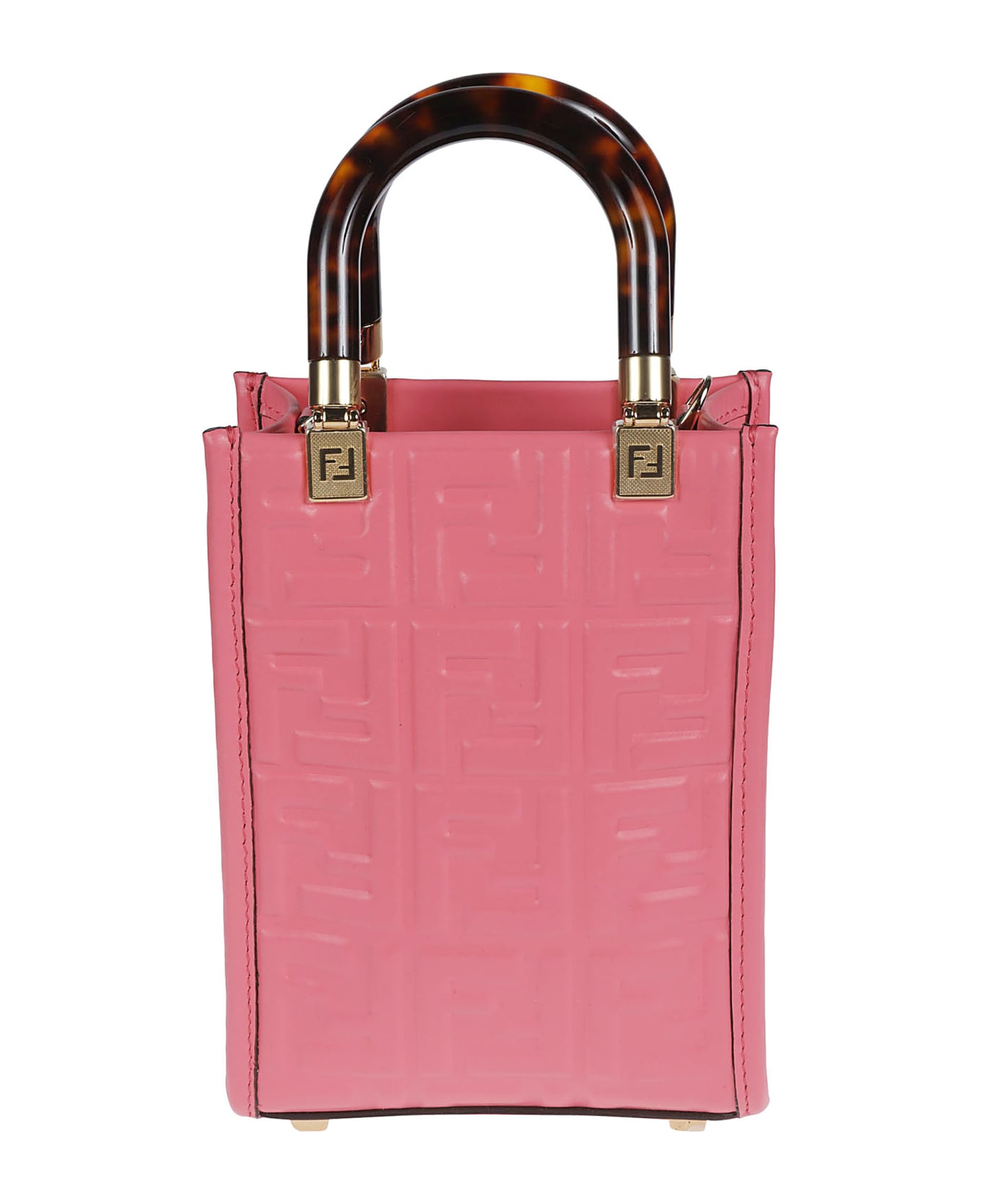 Fendi Sunshine Logo Embossed Mini Shoulder Bag - Pink