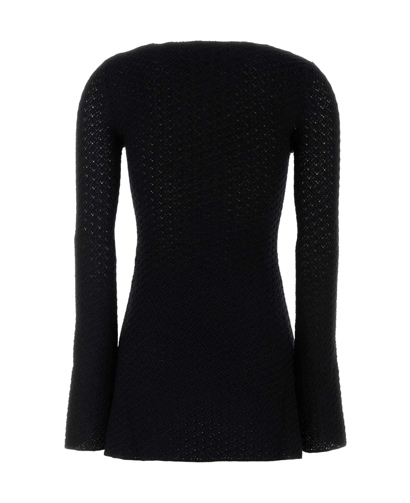 Saint Laurent Black Wool Blend Mini Dress - NOIR