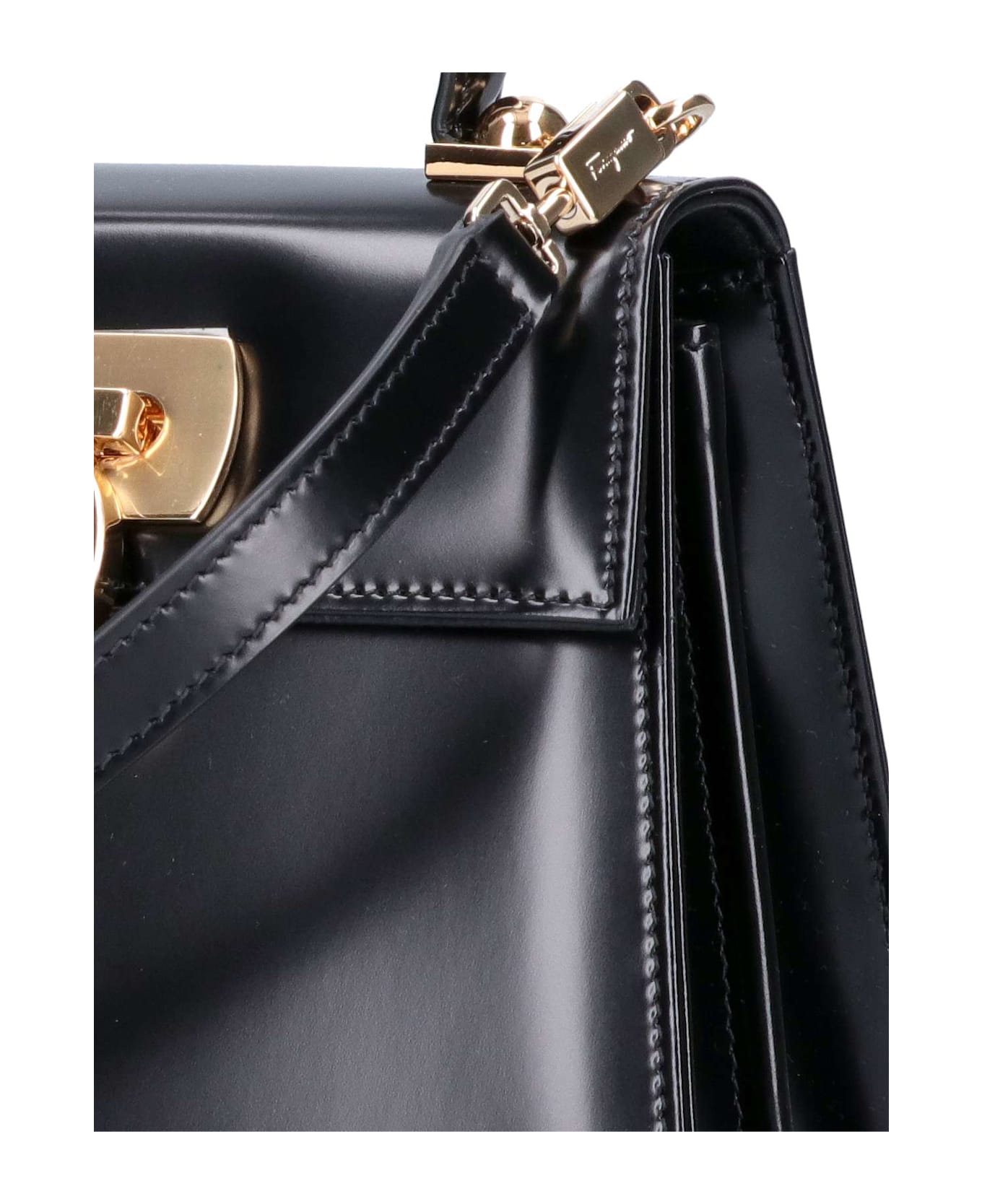 Ferragamo 'gancini' Top Handle Bag - Black  