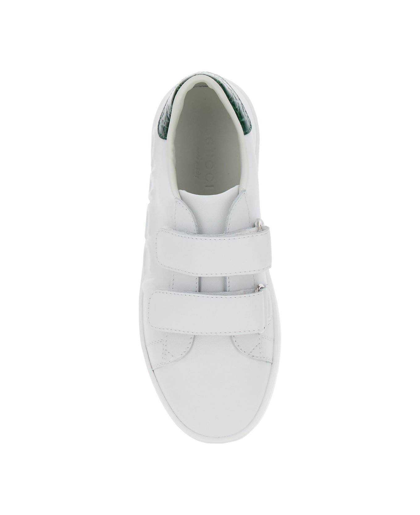 Gucci White Low Top Sneakers With Logo Detail In Leather Boy - White