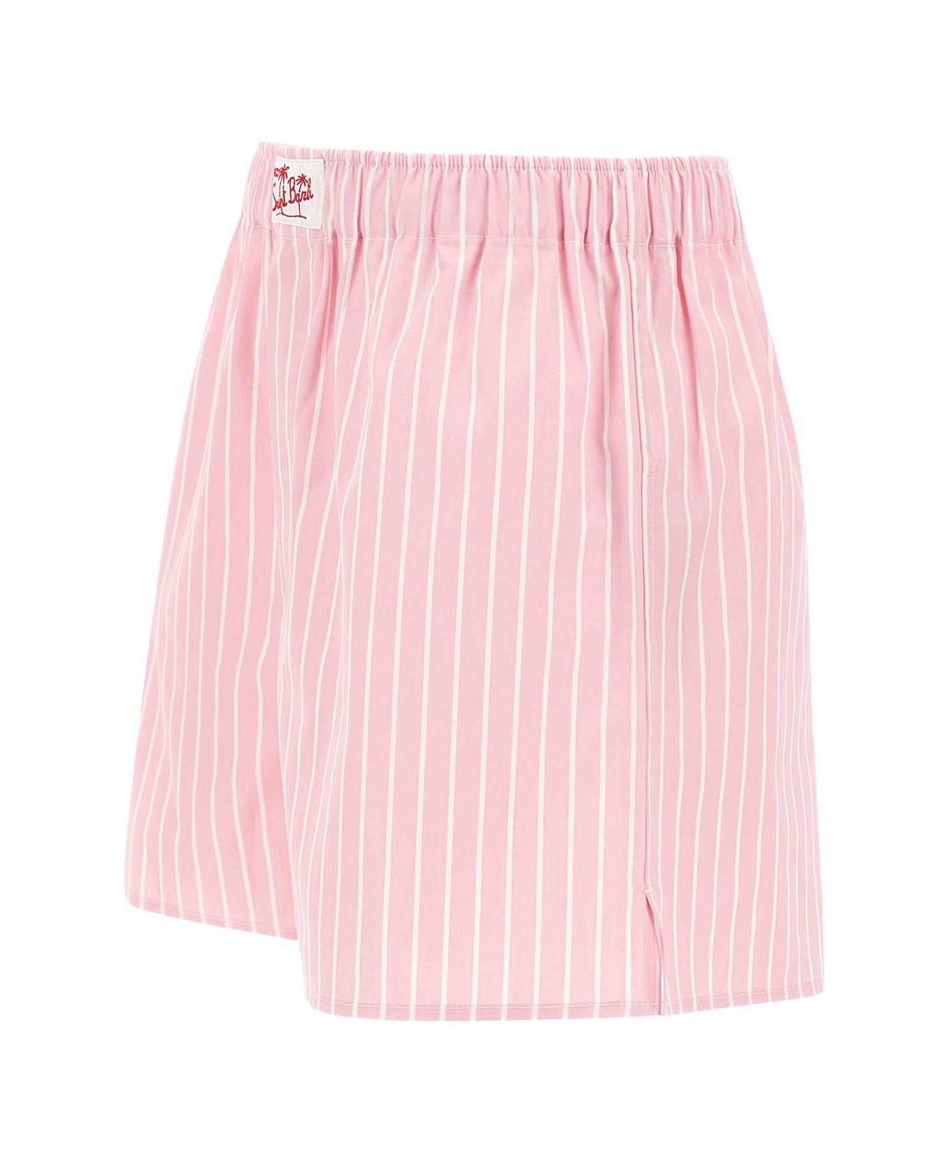 MC2 Saint Barth "boxy" Cotton Shorts - Pink/white
