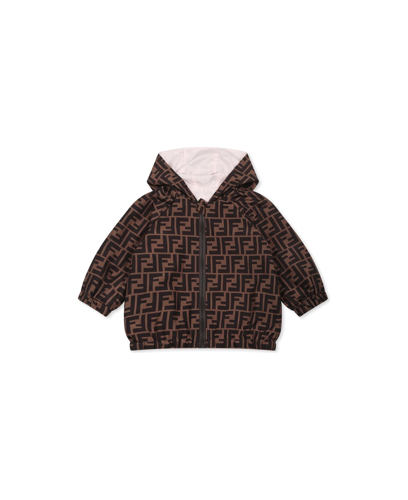 Fendi Pink Windbreaker Jacket For Baby Girl With Ff - Pink