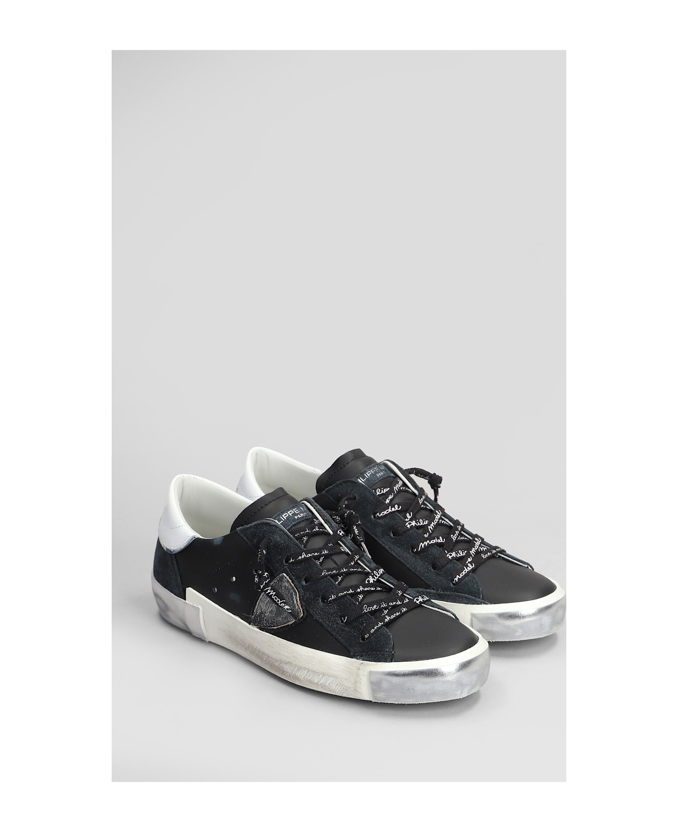 Philippe Model Prsx Low Sneakers In Black Leather - black