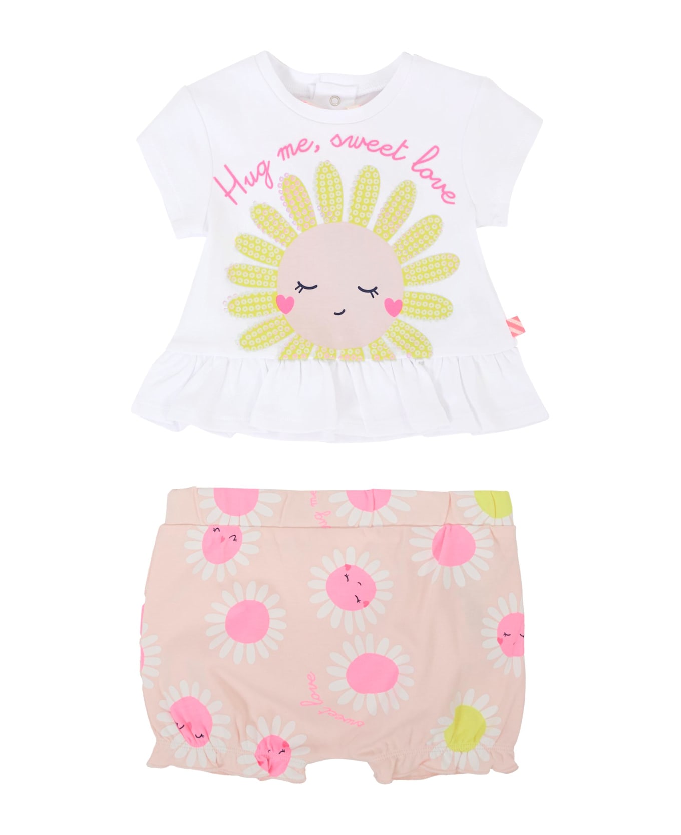 Billieblush White Suit For Baby Girl With Daisy - White