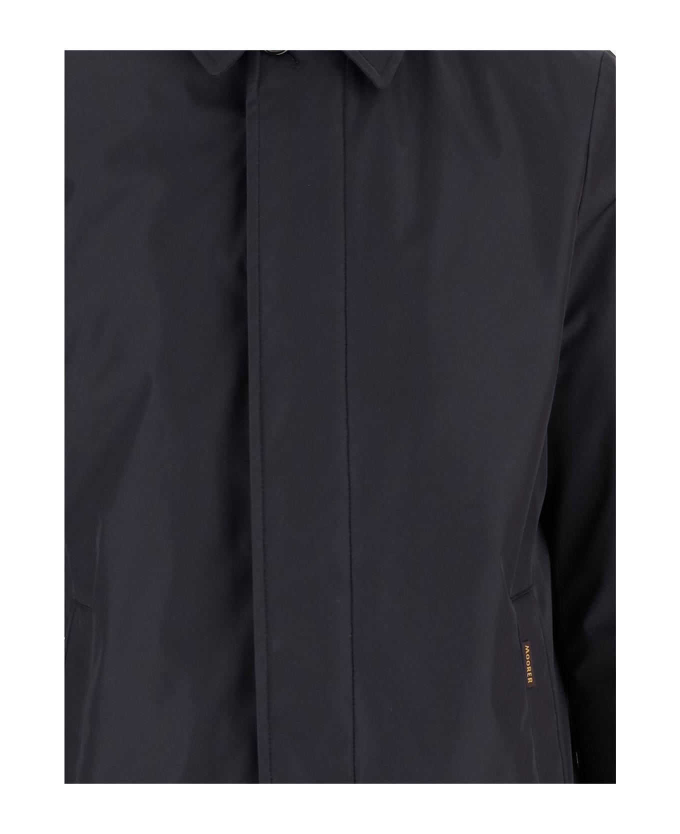 Moorer Long Jacket In Silk Blend - Blue